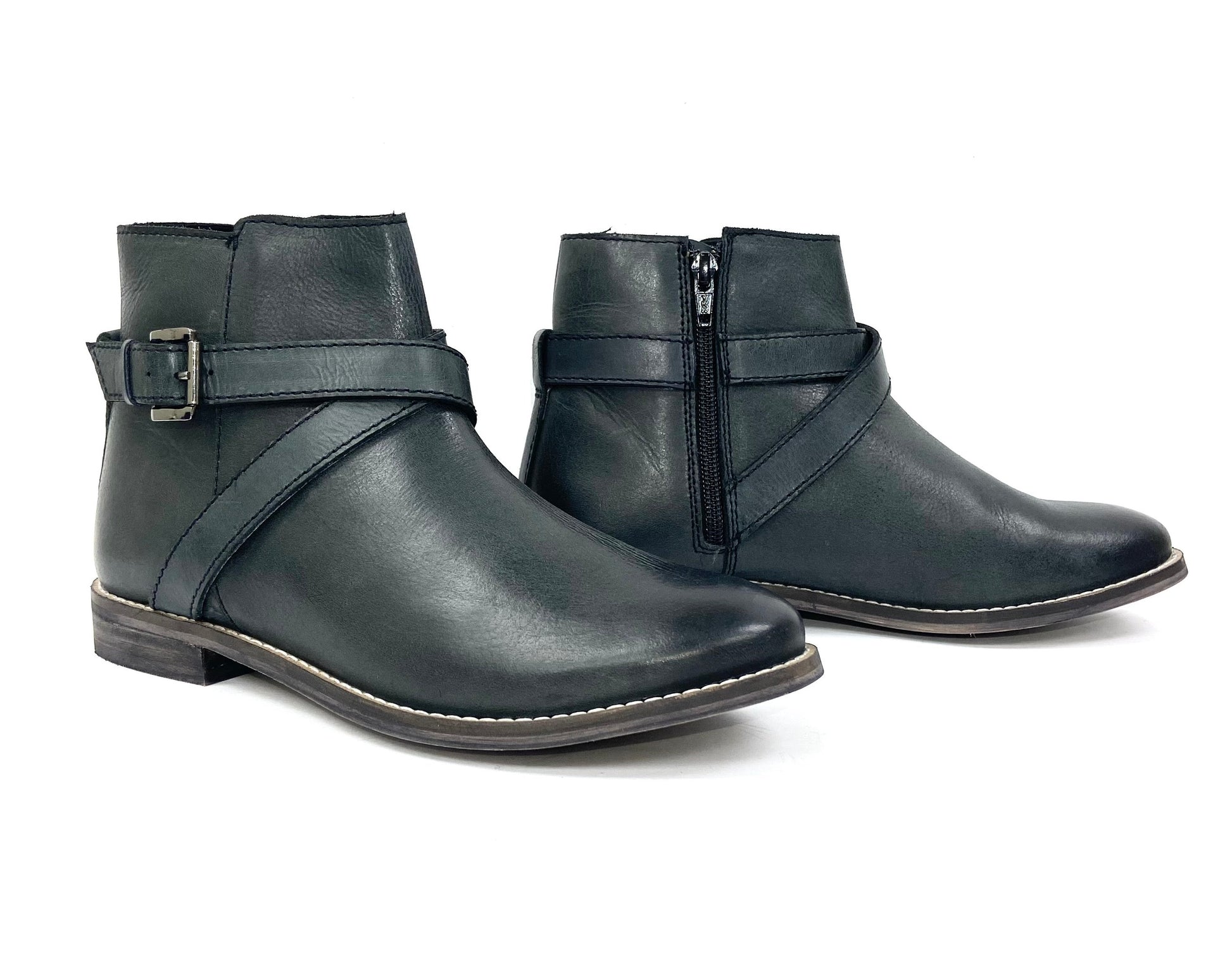 Flat Stacked Heeled Cowgirl Ankle Bootie