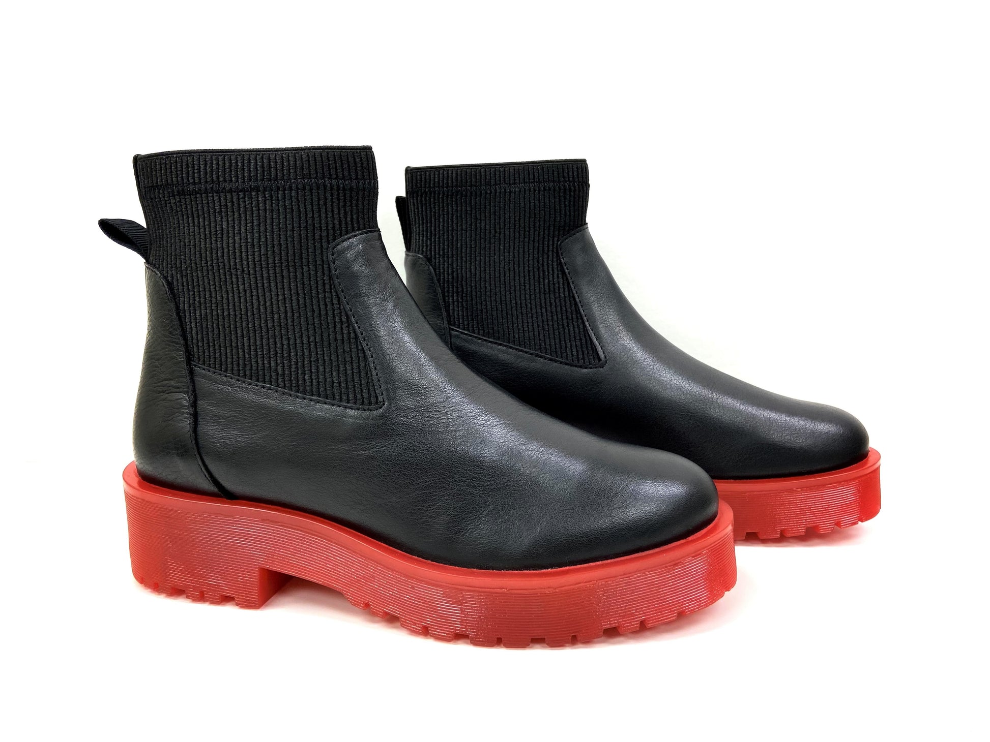 Red Platform Heel Chelsea Ankle Boot