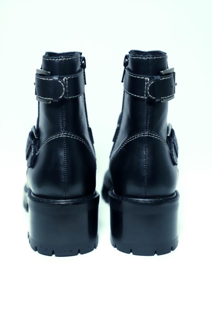 Stacked Lug Heel Platform Ankle Boot