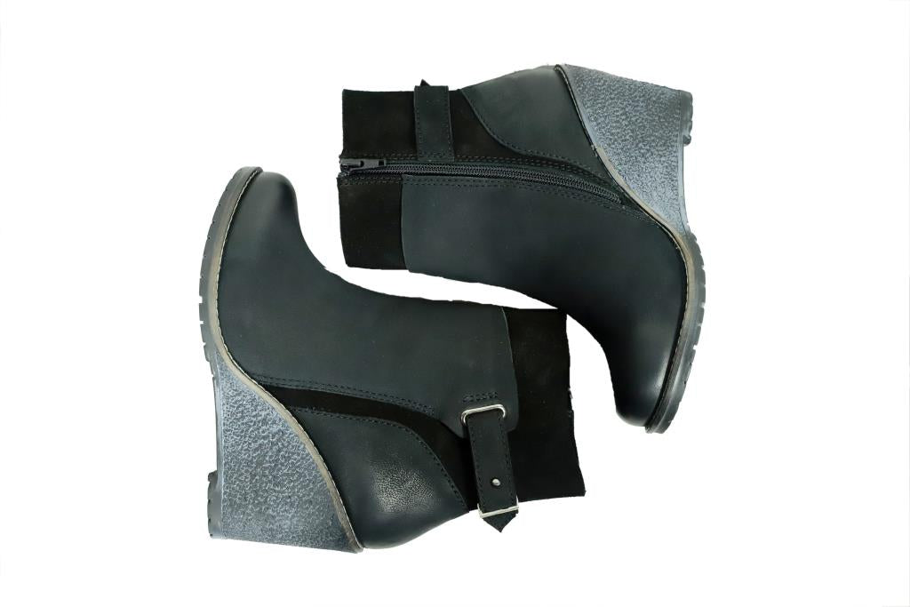 Chunky Wedge Ankle Bootie Heels