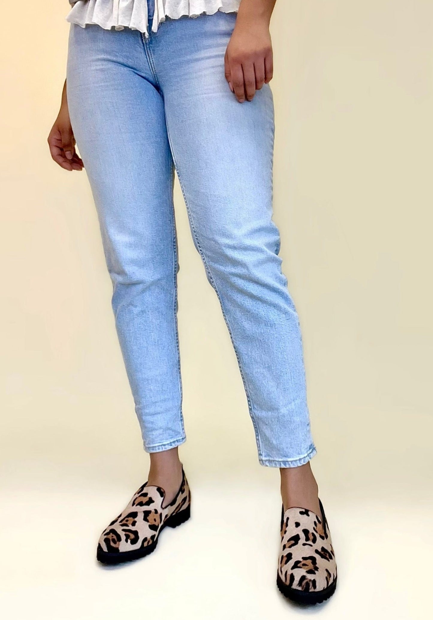 Round toe loafers Pony Hair Print