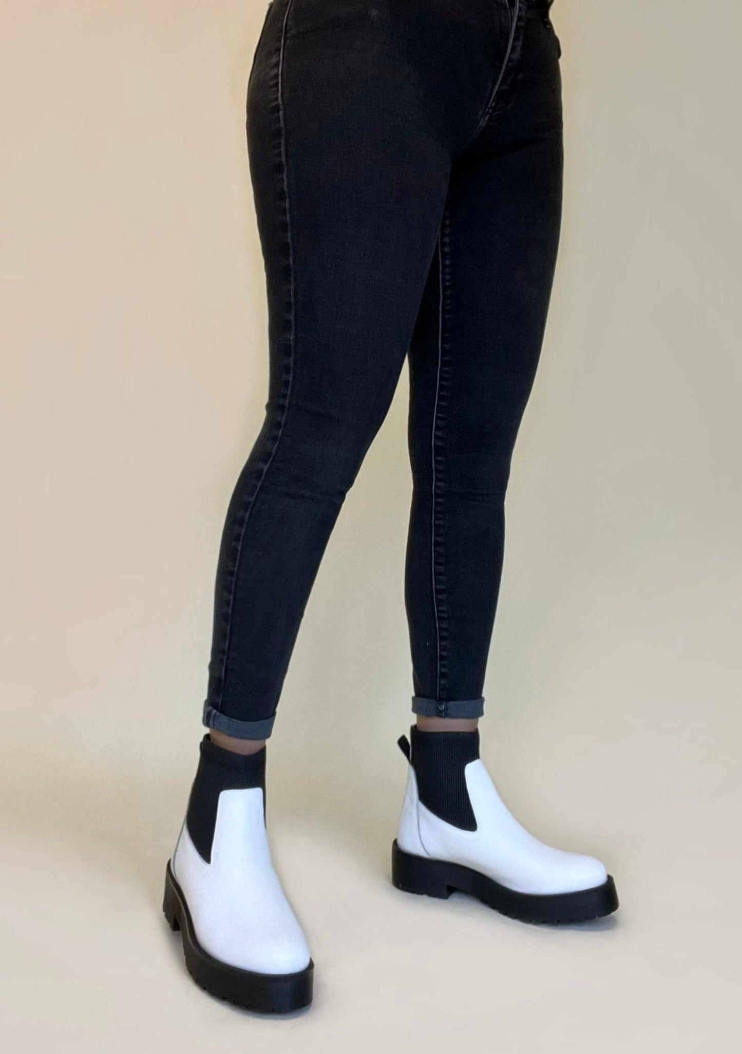 White Heeled Platform Chelsea Boot