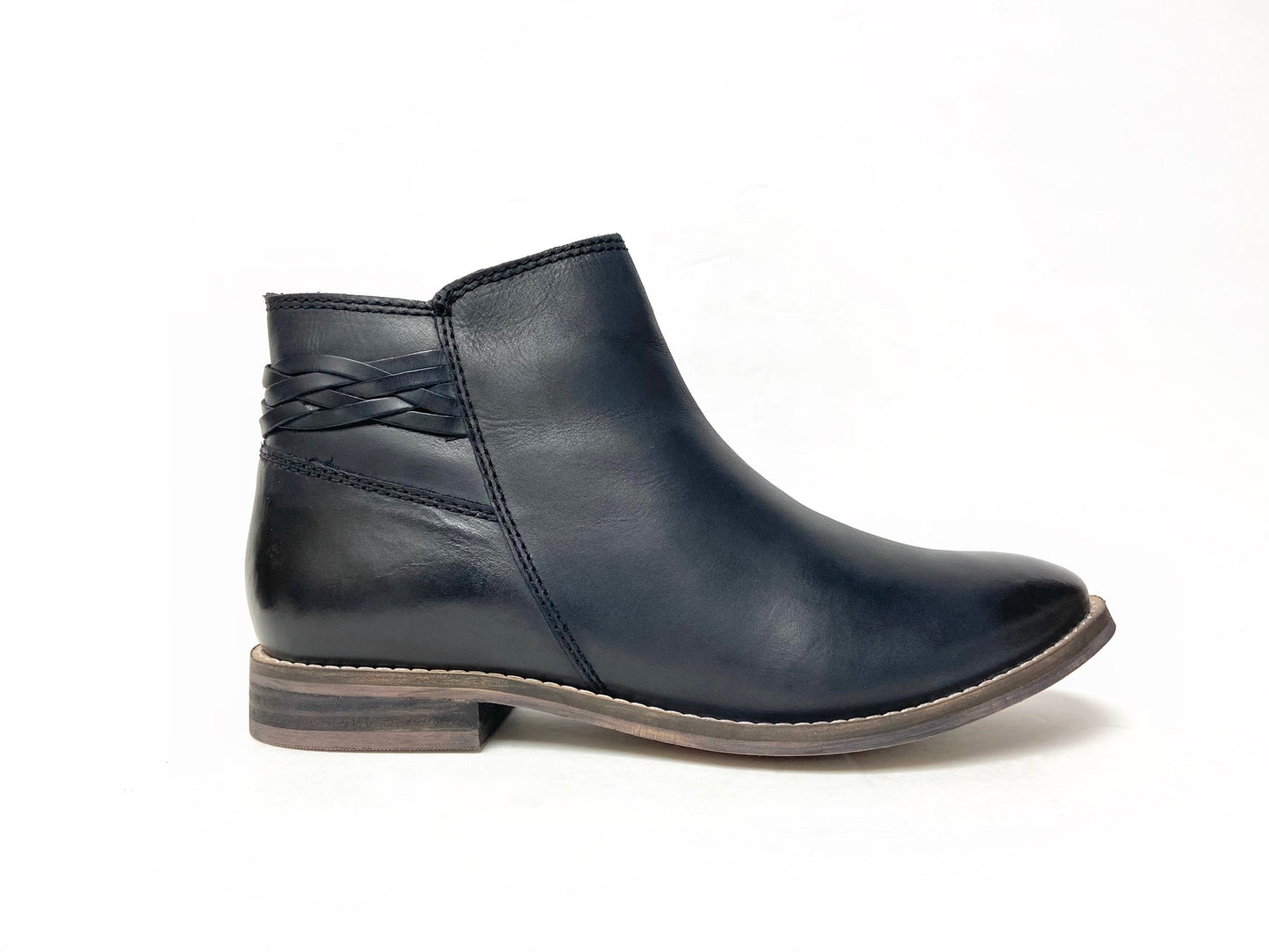 low Block Heel Washed Ankle Boot