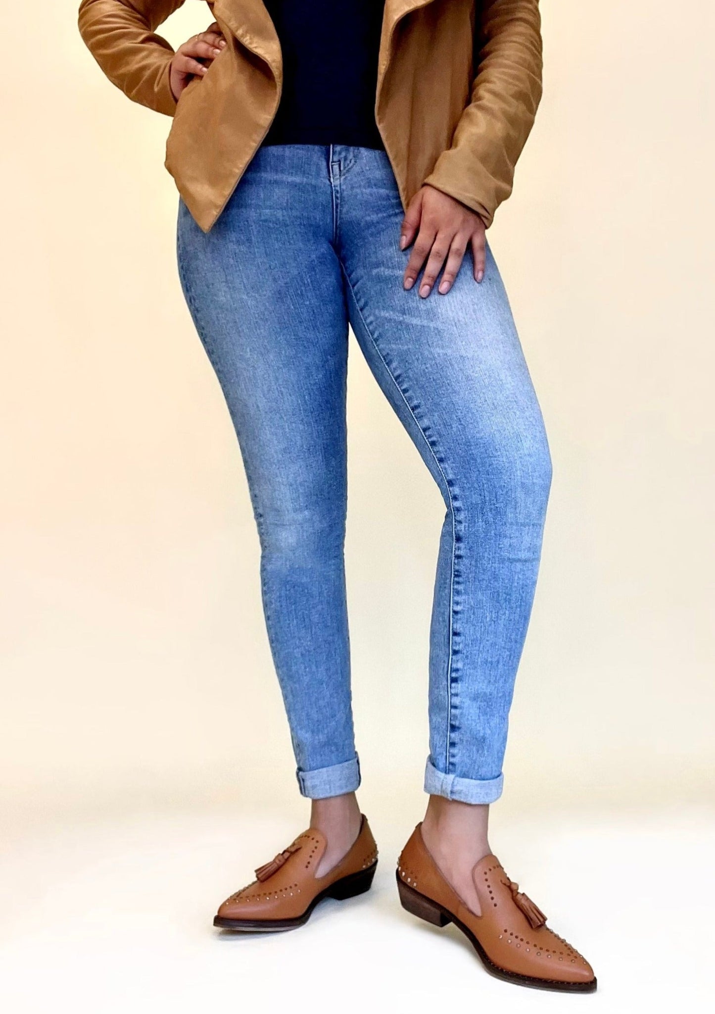 Stacked Low Heel Studded Mules