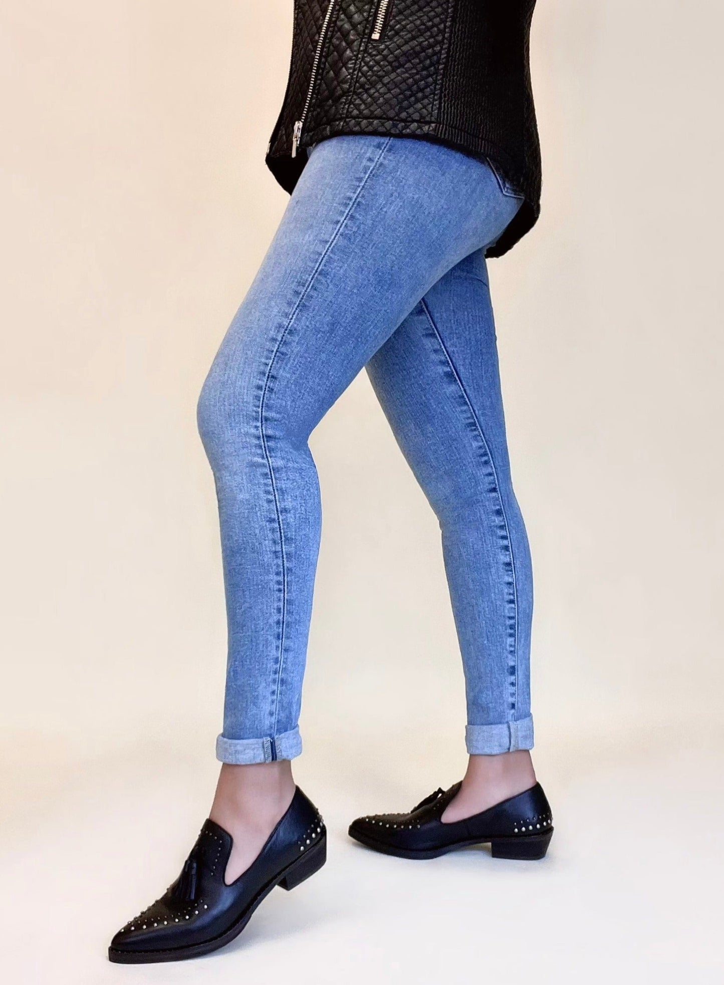 Black Leather loafers With studs