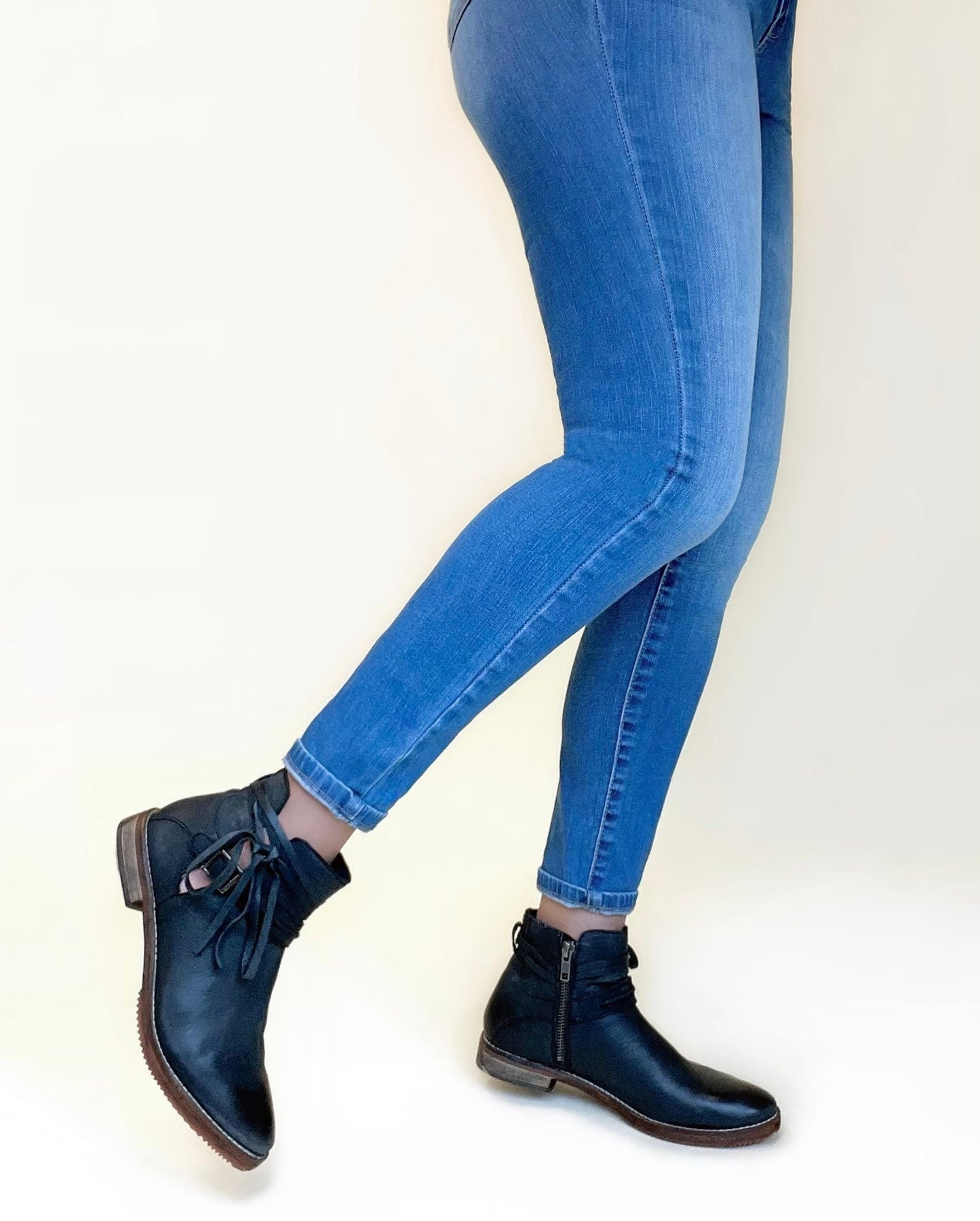 Low Block Heel vintage Ankle Boots