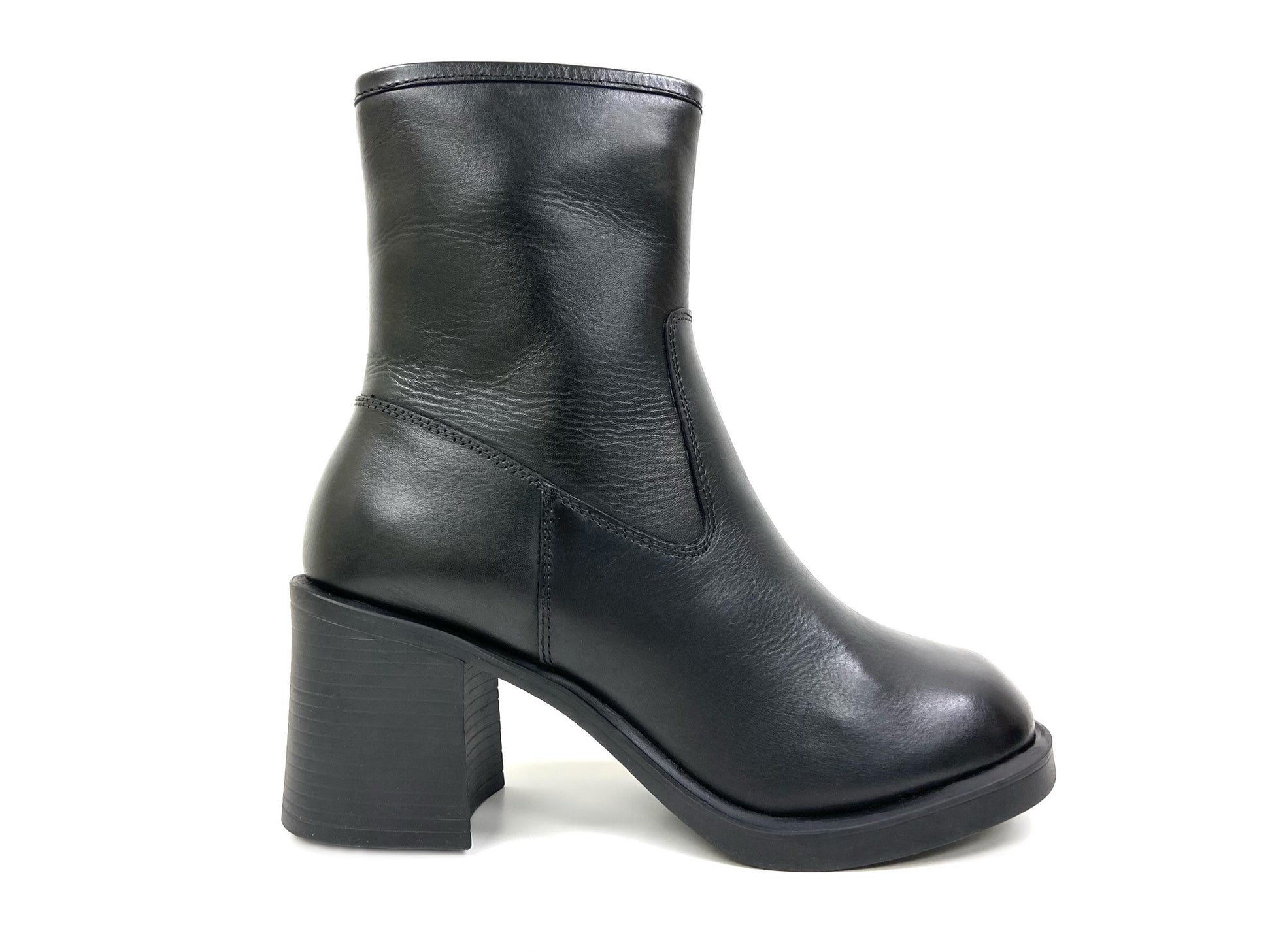 Square Block Heel Platform Zippered Boot
