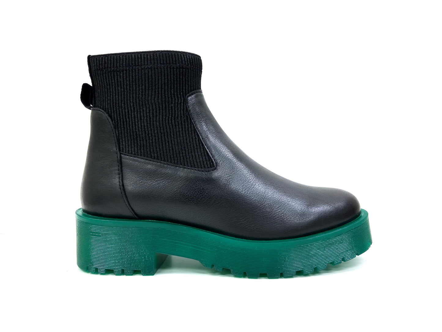 Green Block Heel Chelsea Ankle Boot