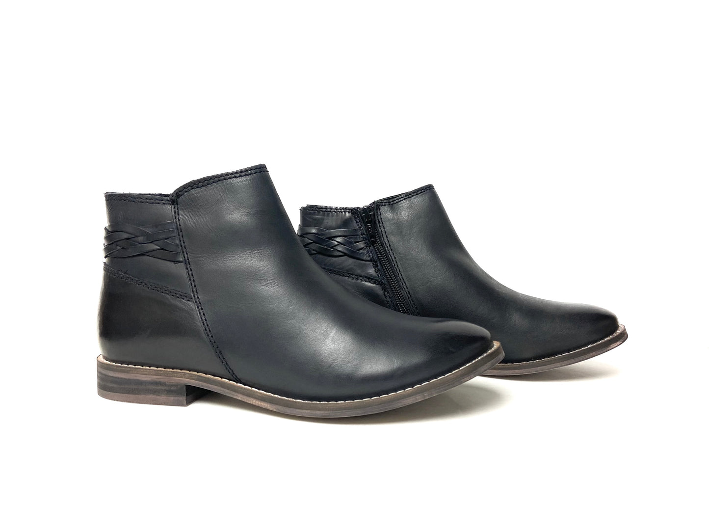 low Block Heel Washed Ankle Boots