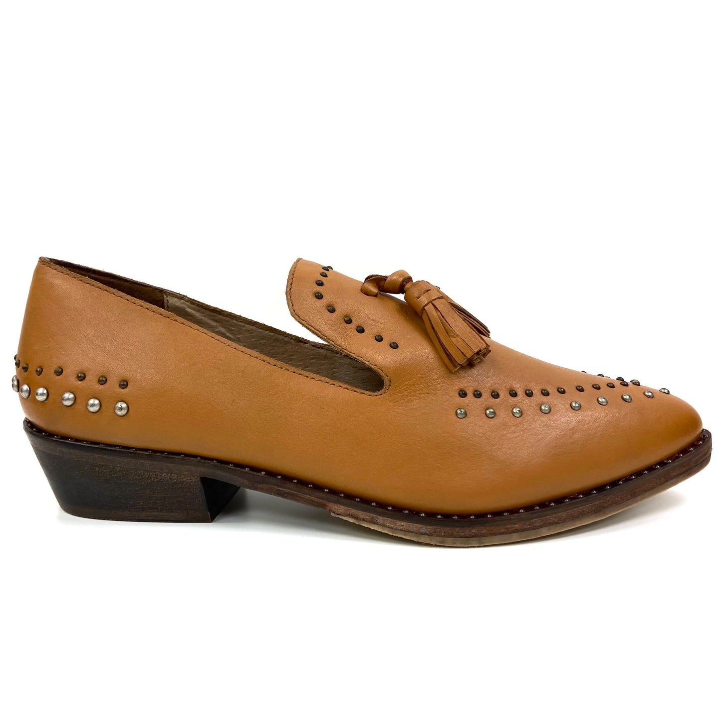 Stacked Low Heel Studded Mules