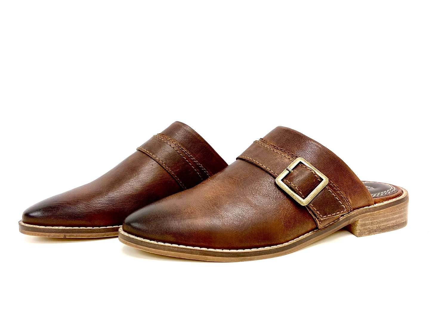 women's pointed toe leather mules