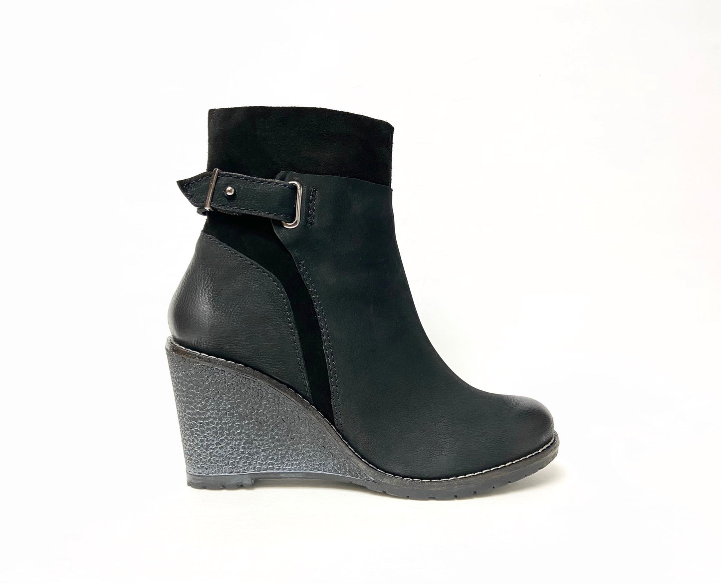 Chunky Wedge Ankle Bootie Heels