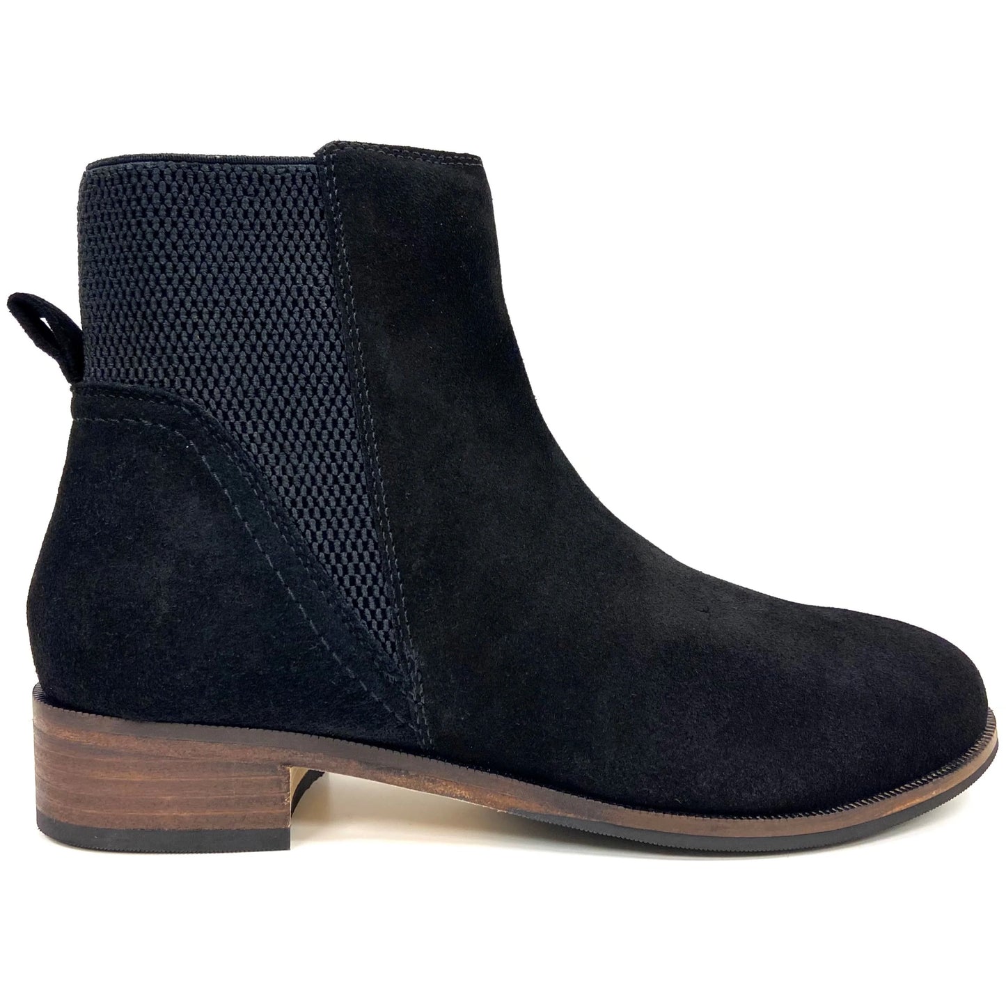 Low Block Heel Chelsea Ankle Boot Suede Black