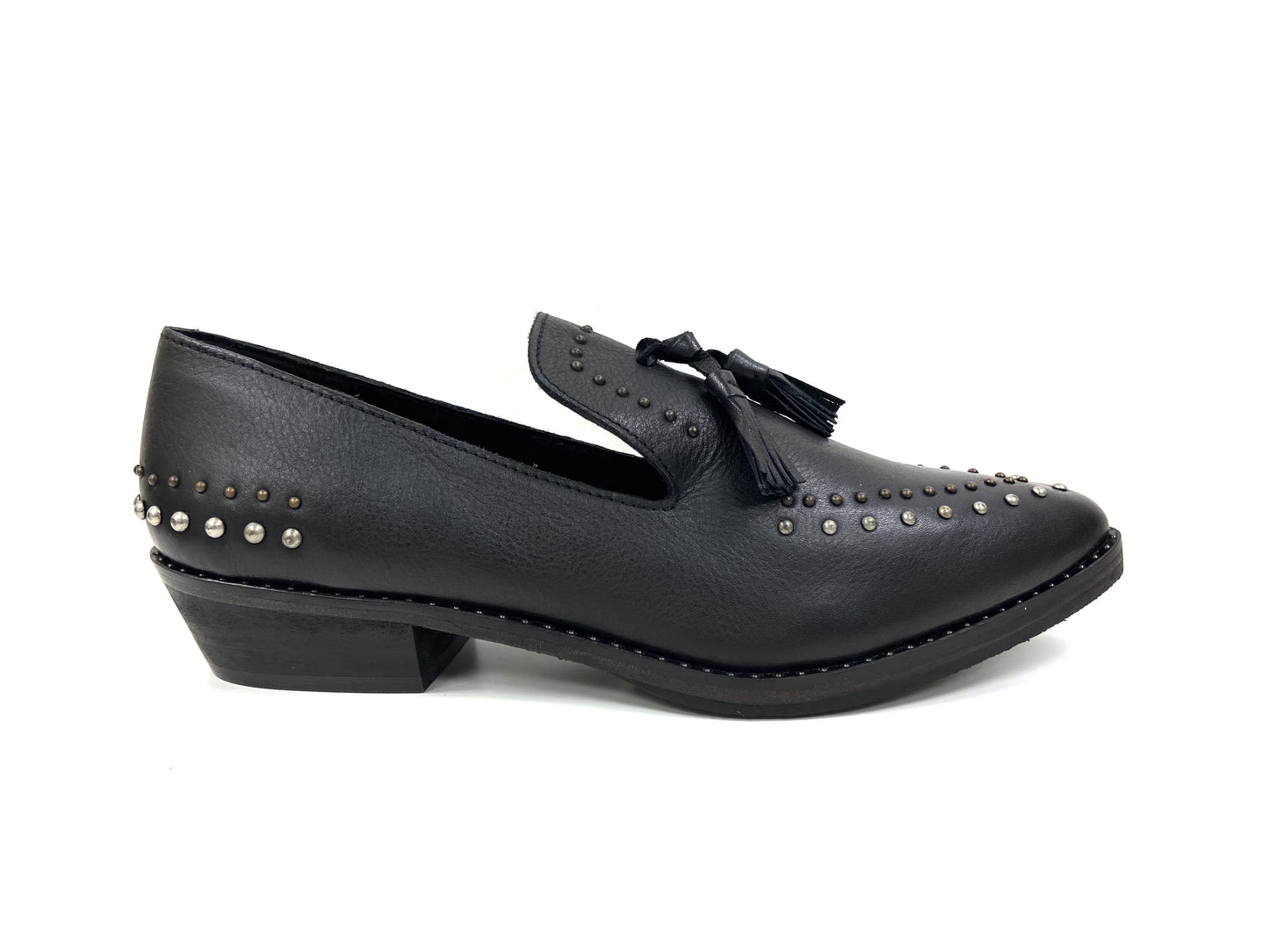 Black Leather loafers With studs