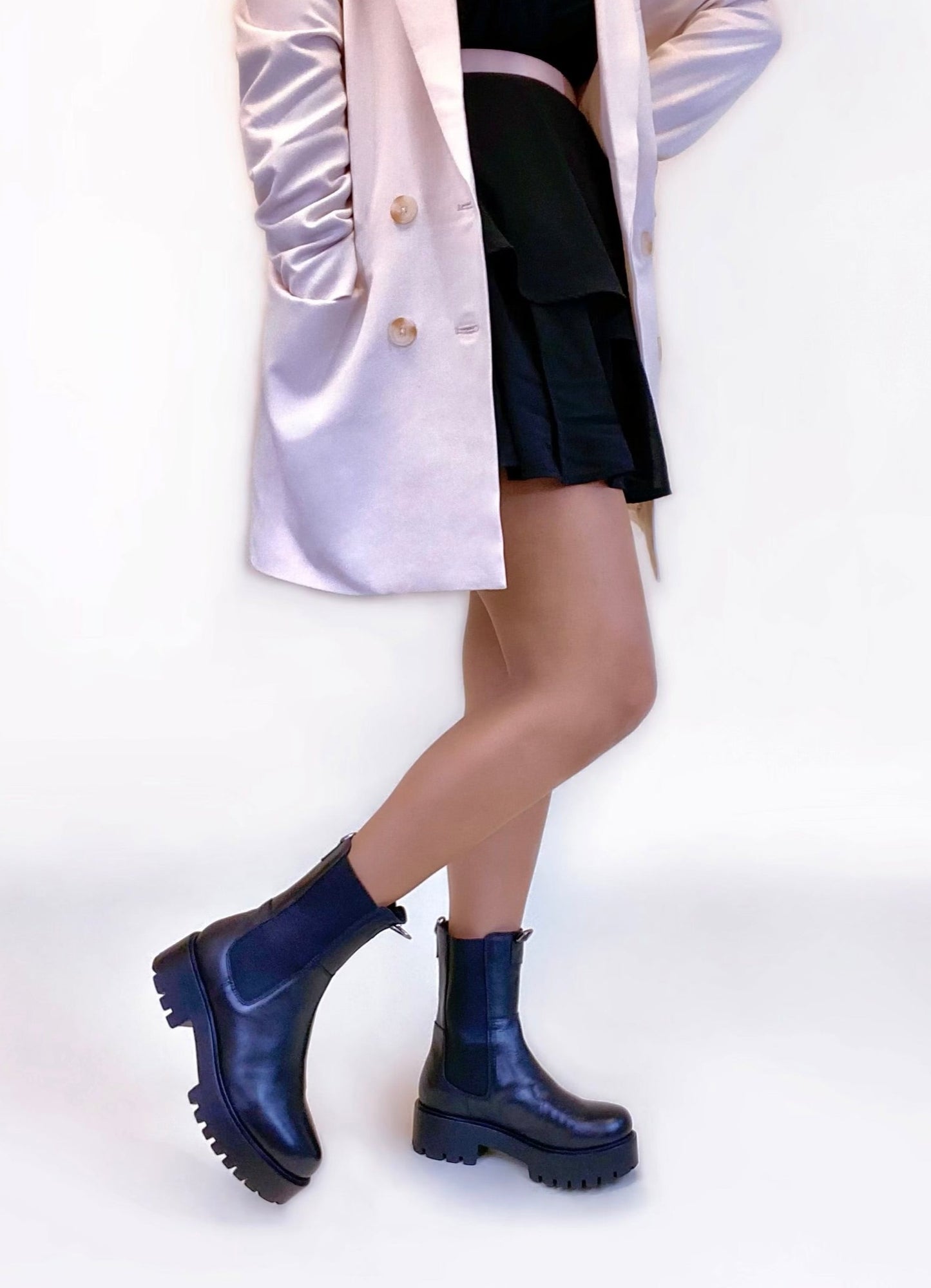 High Top Mid Calf Chelsea lug sole Boot
