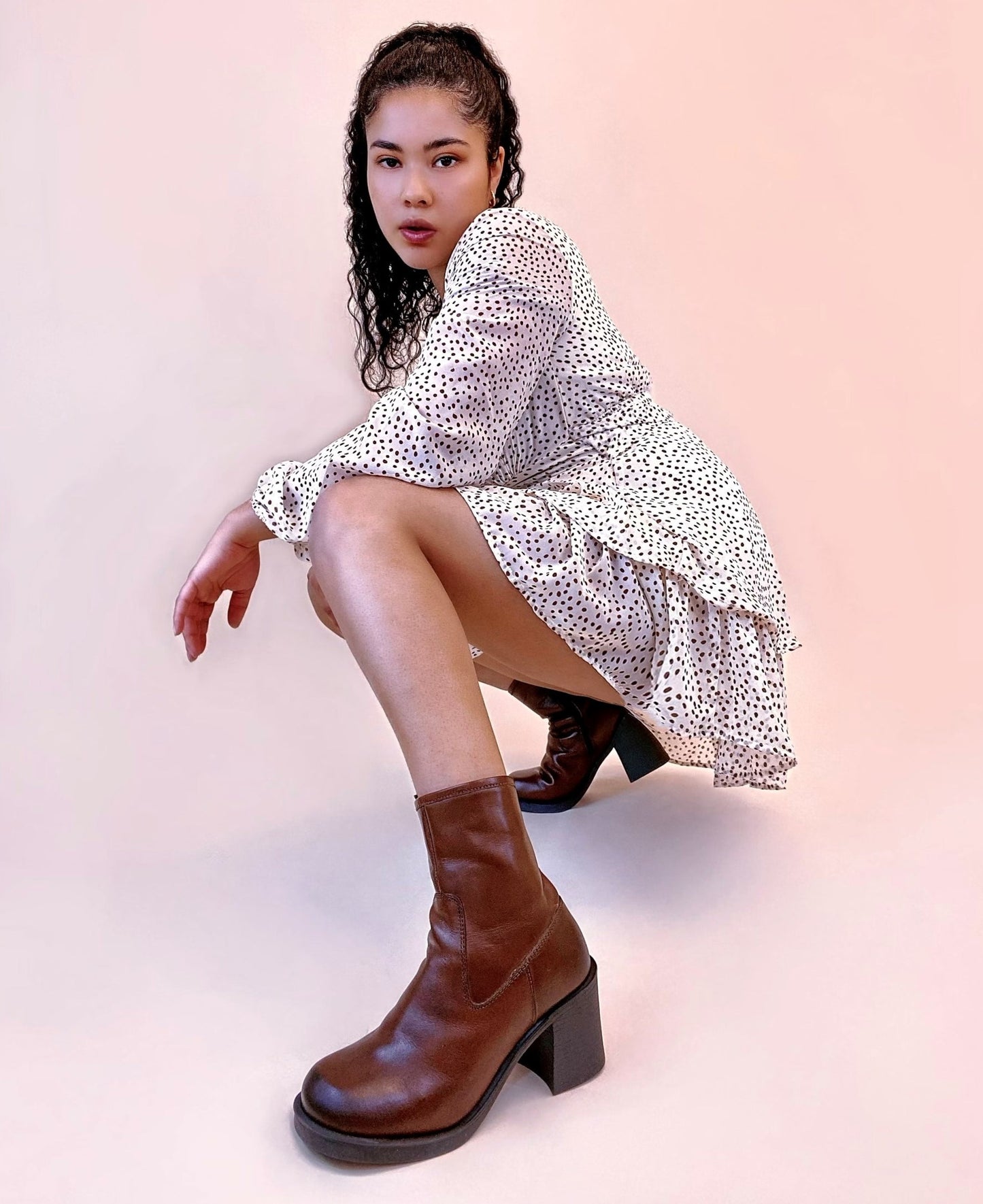 High Square Heel Chunky Zip Boot