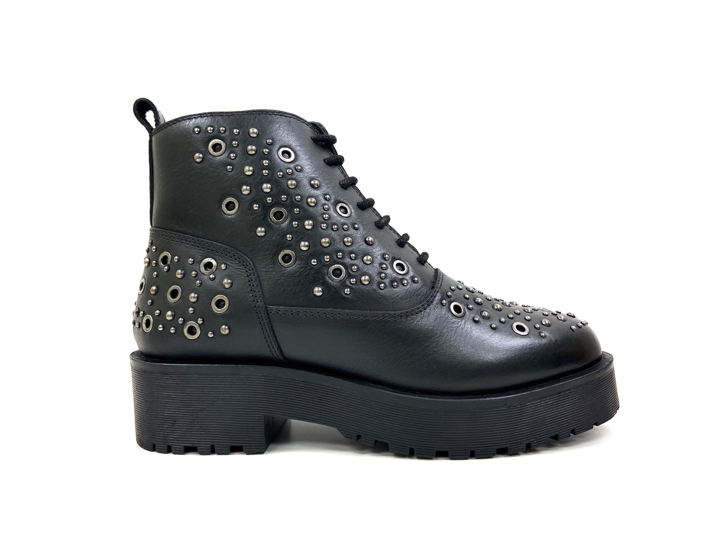 Lace Up Chunky Boot Metal Studs