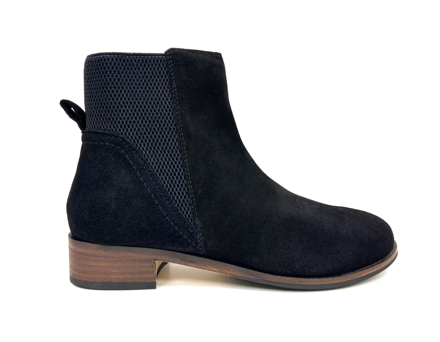 Low Block Heel Chelsea Ankle Boot Suede Black