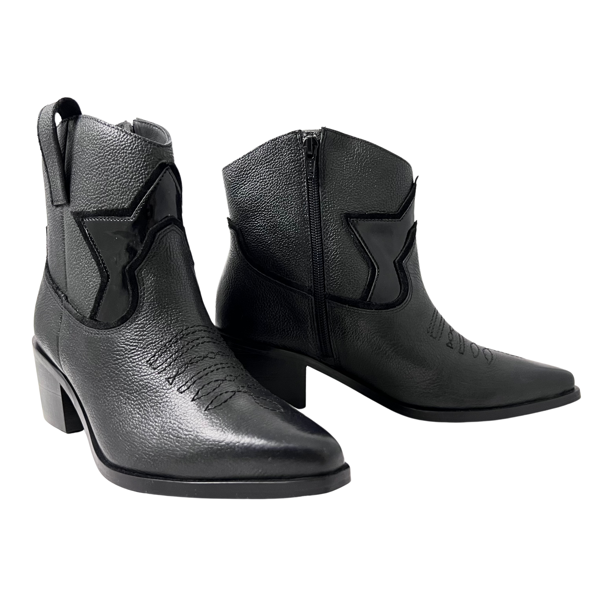 designer star western leather ladies boot in black color