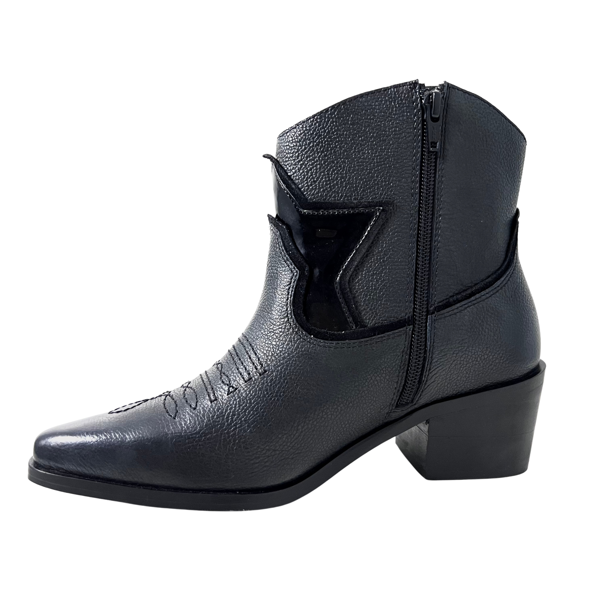 designer star western leather ladies boot in black color