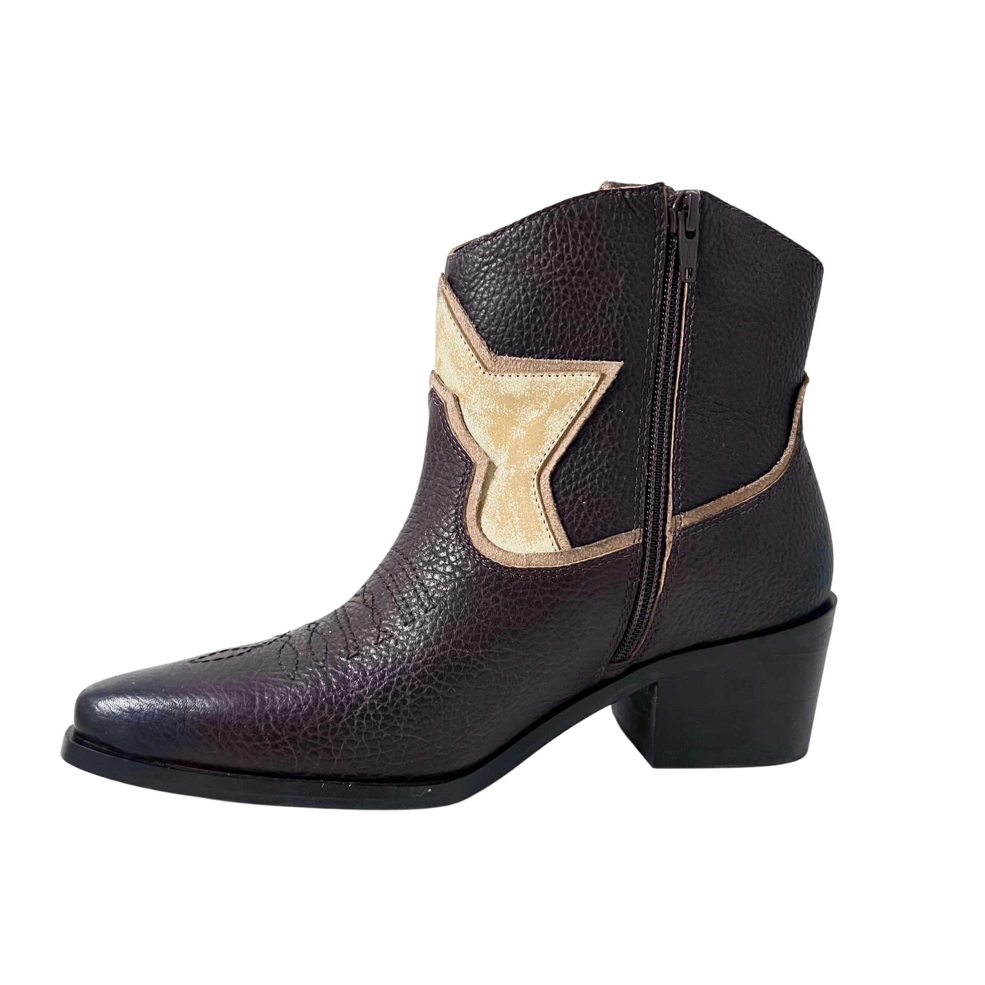 designer star western leather ladies boot in brown color