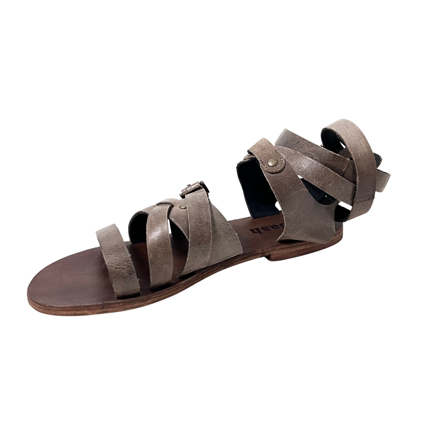 taupe olive color leather gladiator ladies sandal