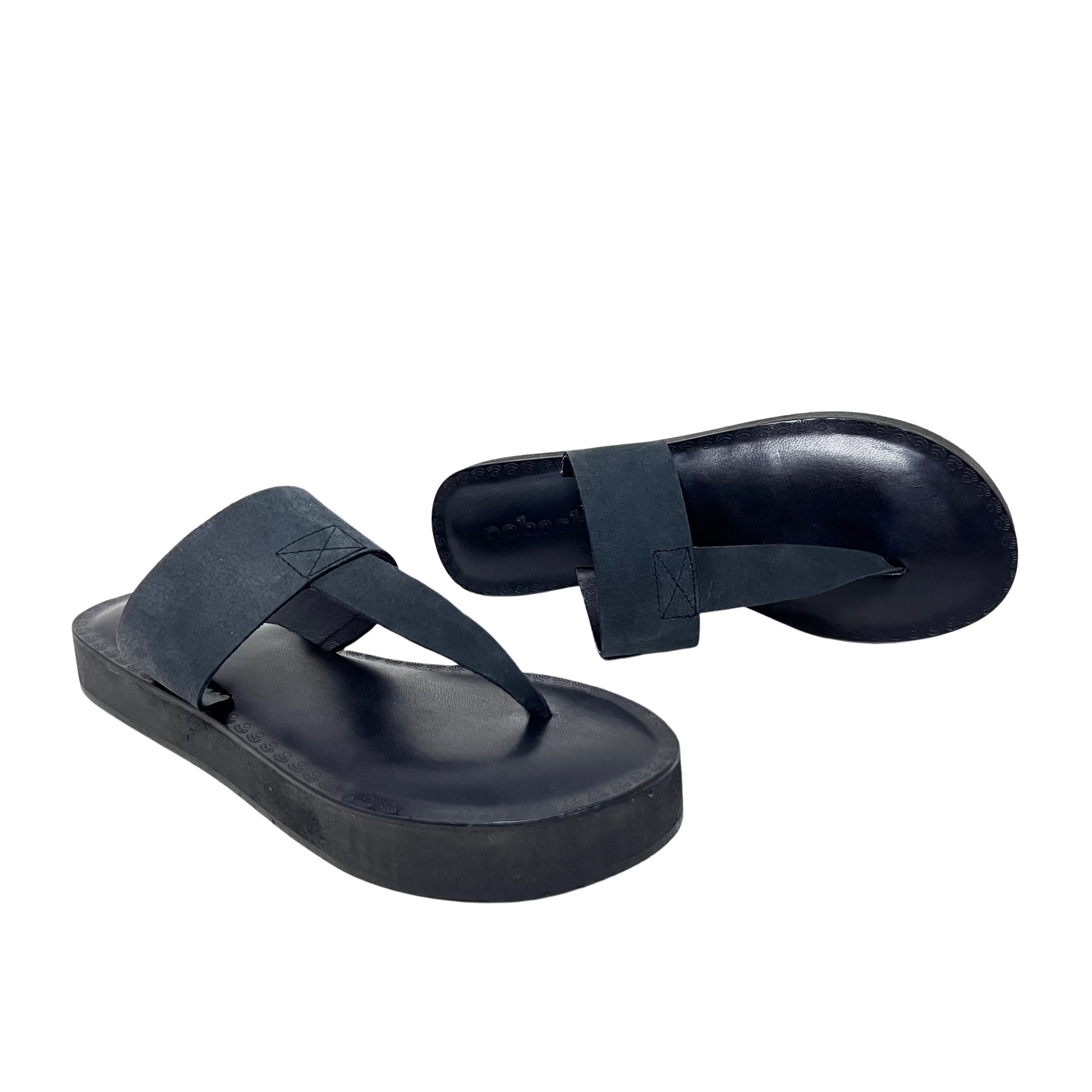 leather thong comfortable black sandal