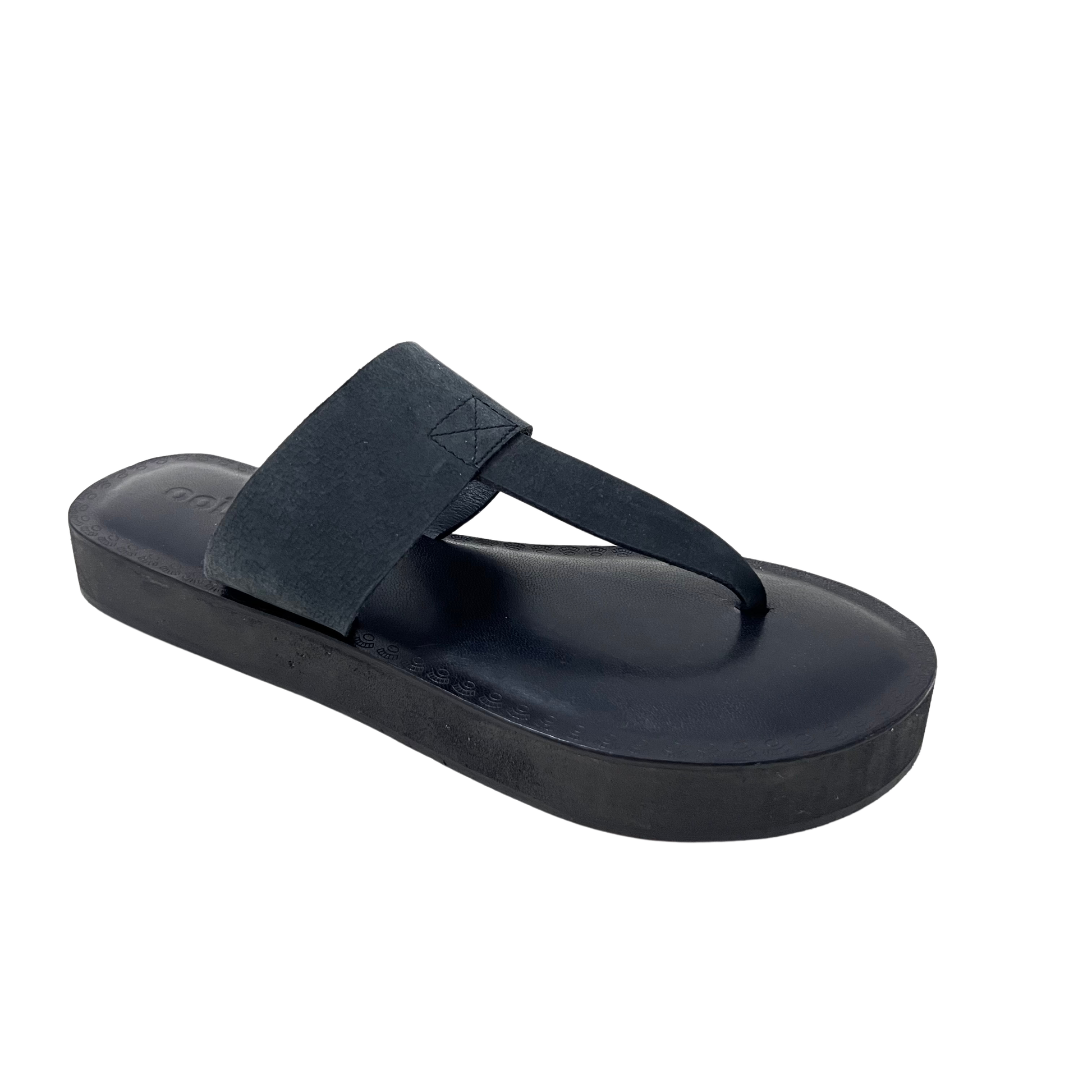 leather thong comfortable black sandal