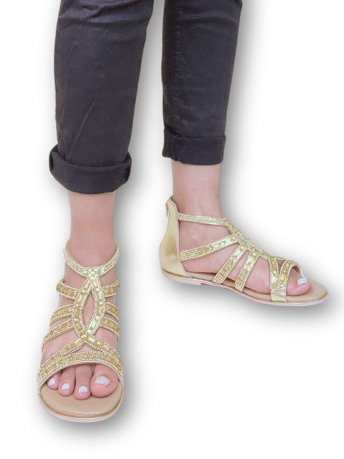 Millie platinum embellishment flat sandal