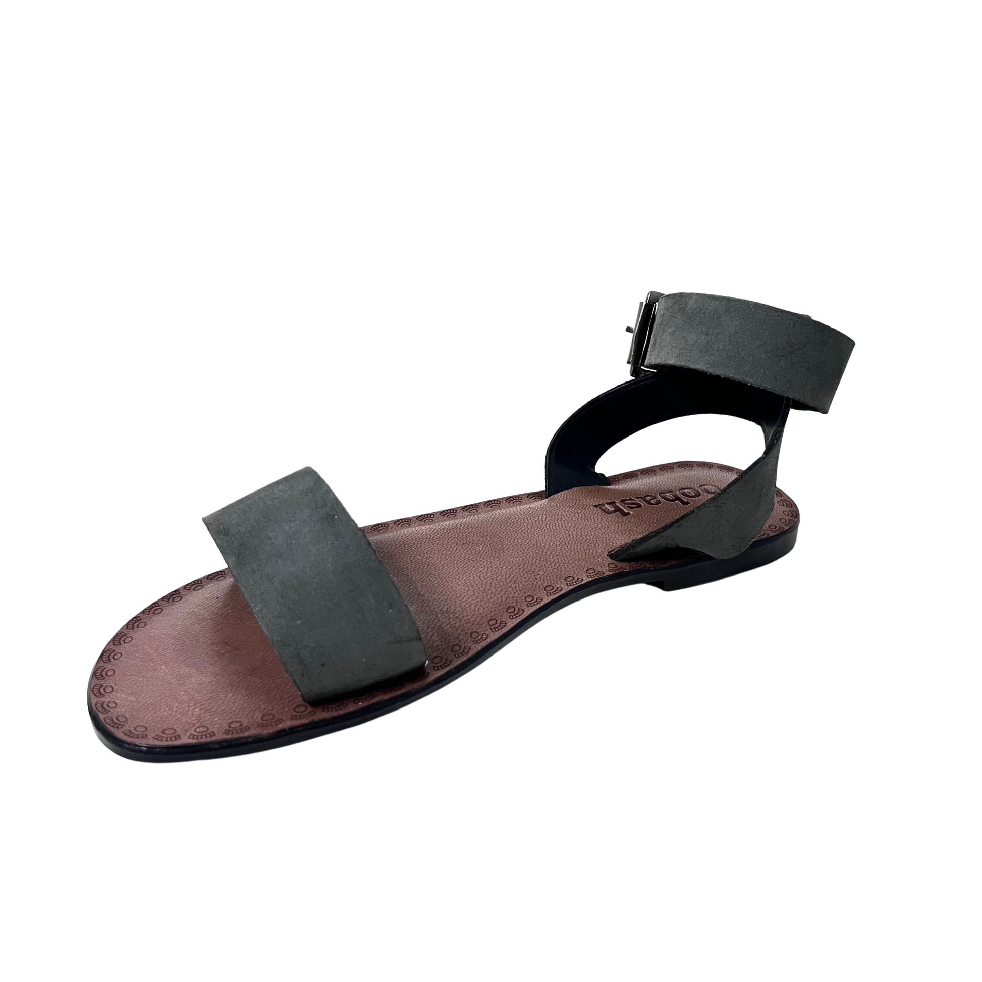 leather gladiator in black color comfy ladies sandal 