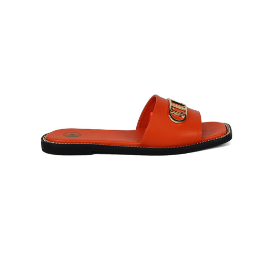 Odeta Comfy Fit Classic Faux Leather Sandal in Orange