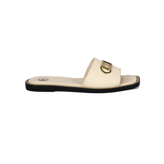 Odeta Comfy Fit Classic Faux Leather Sandal in Cream