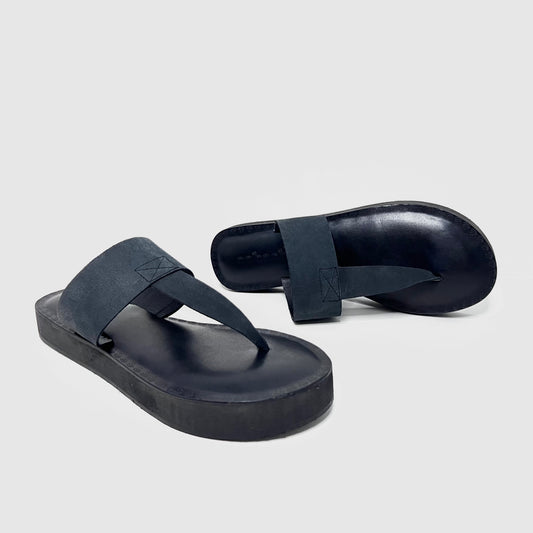 oobash Katherine Black leather thong sandal for ladies girl women