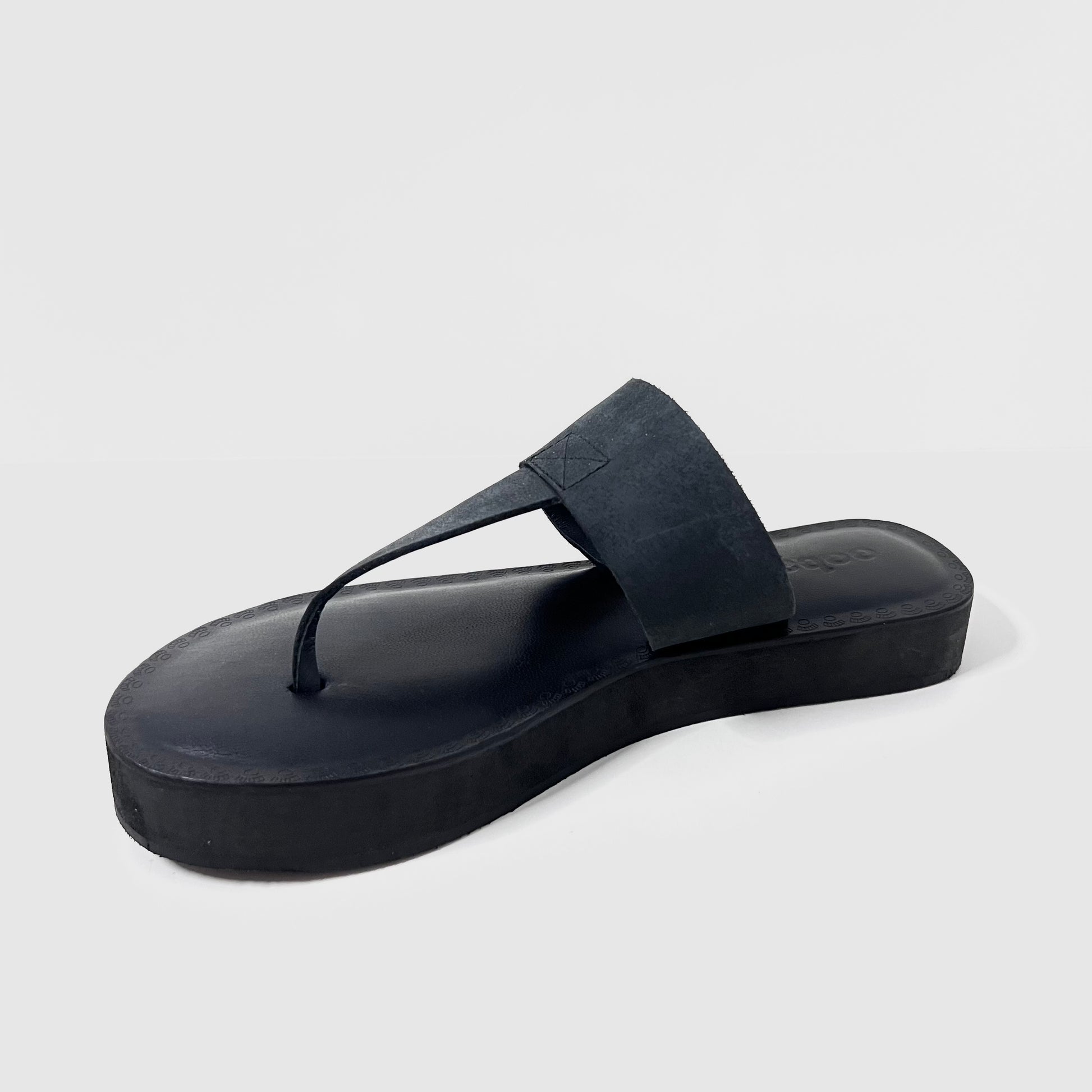 oobash Katherine Black leather thong sandal for ladies girl women