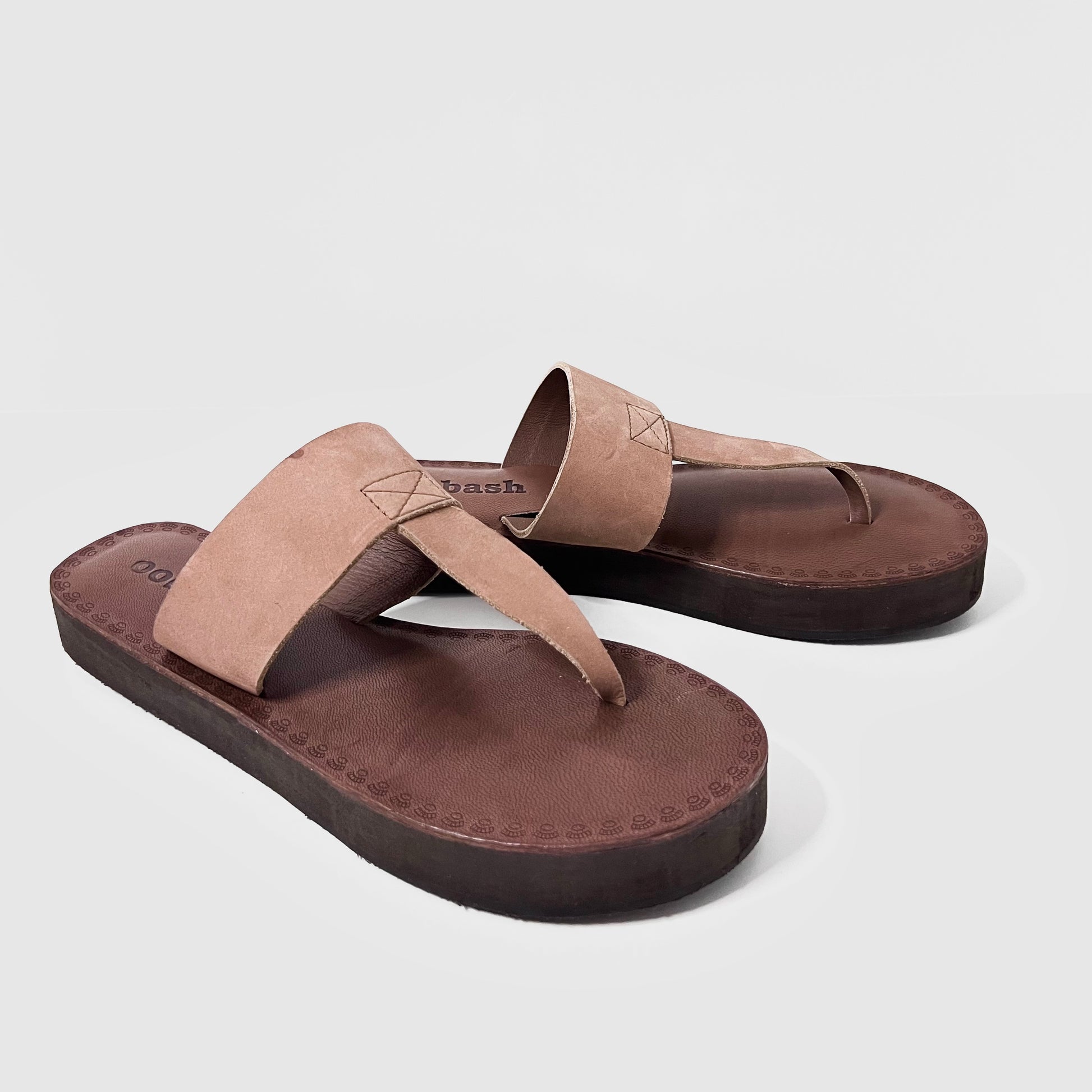 oobash Katherine tan brown leather thong sandal for ladies girl women