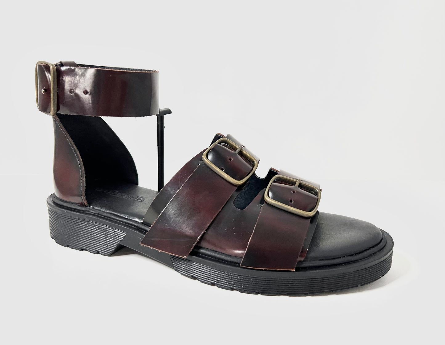 oobash black double buckle chunky outsole sandal gladiator burgundy