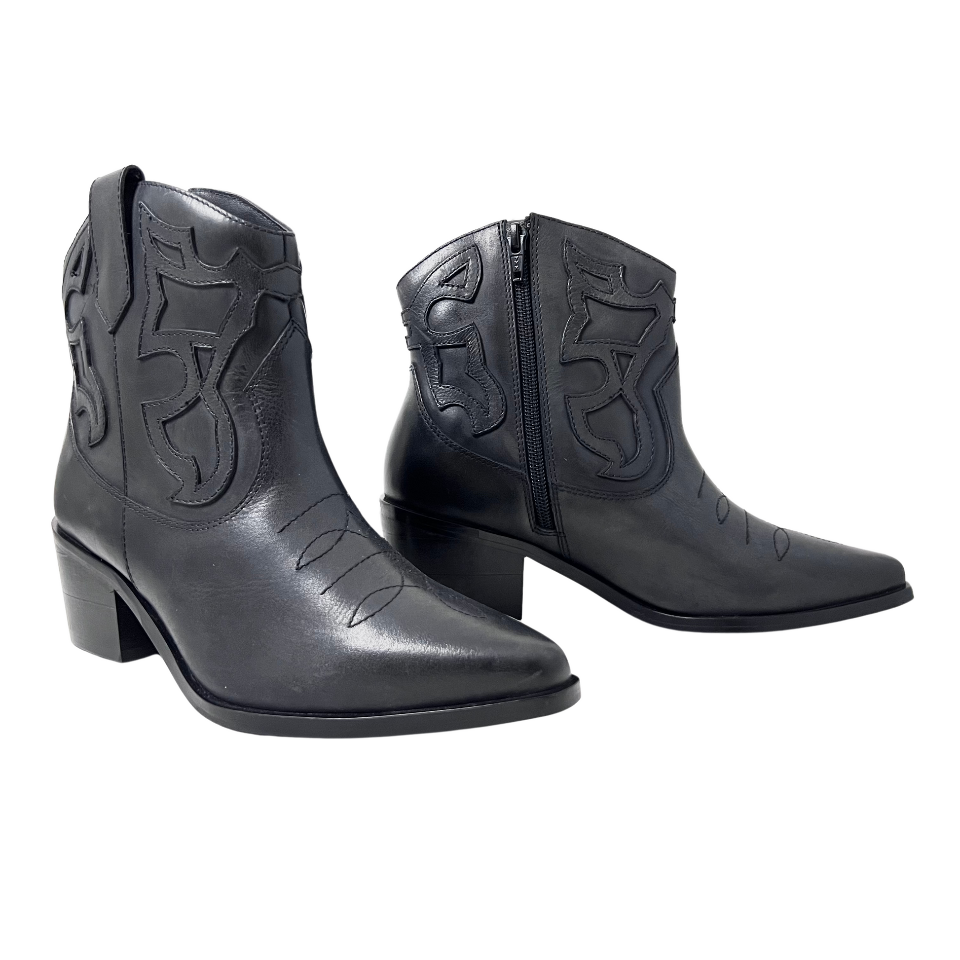 oobash western ankle boot with cutout design and inside zip