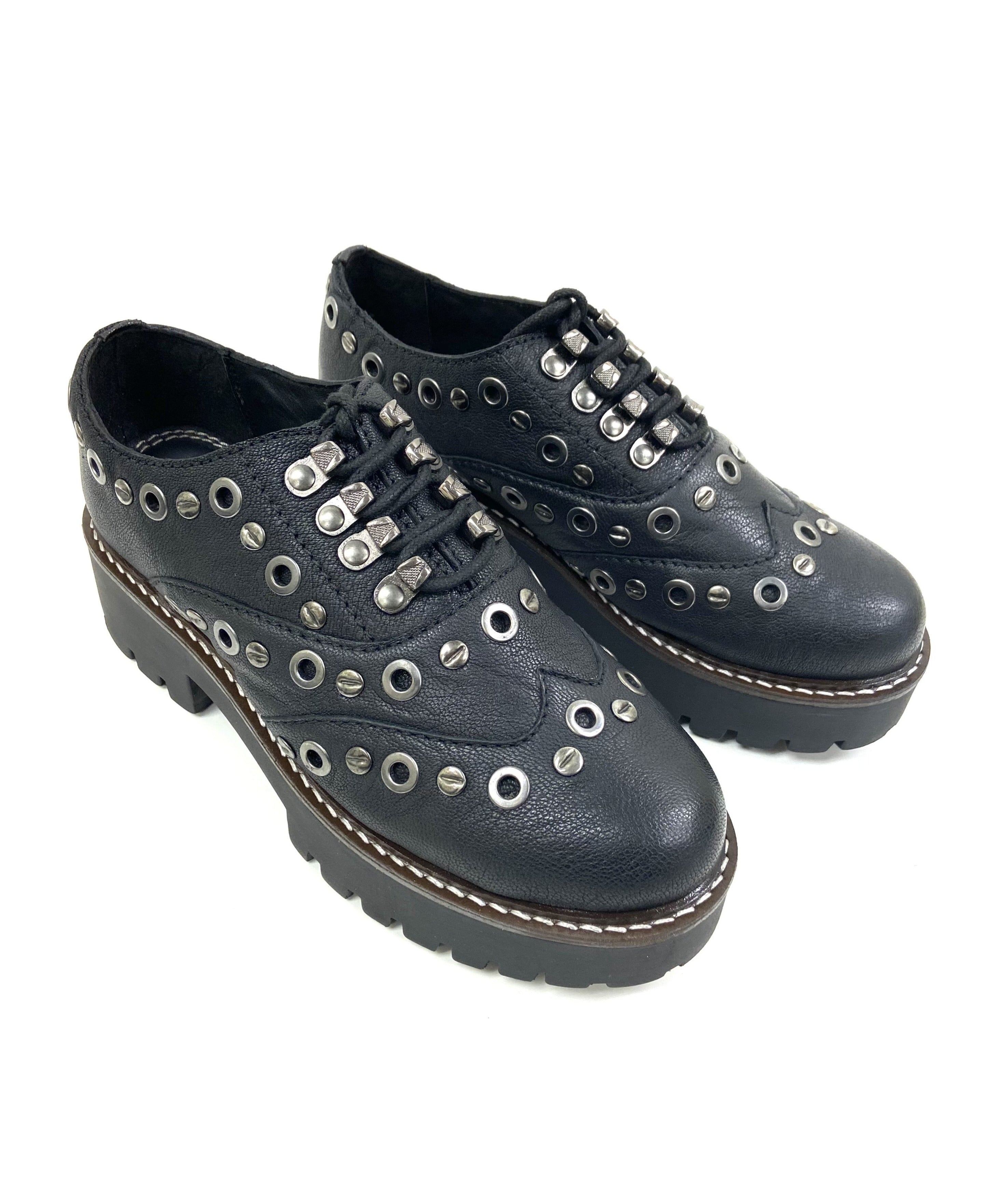 Oobash hot Leather Studded Platform Oxford Shoes size 7