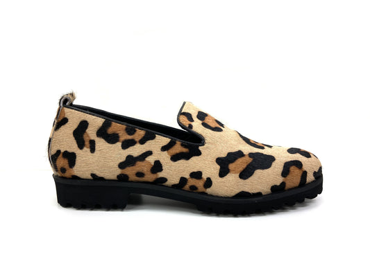 Round toe loafers Pony Hair Print