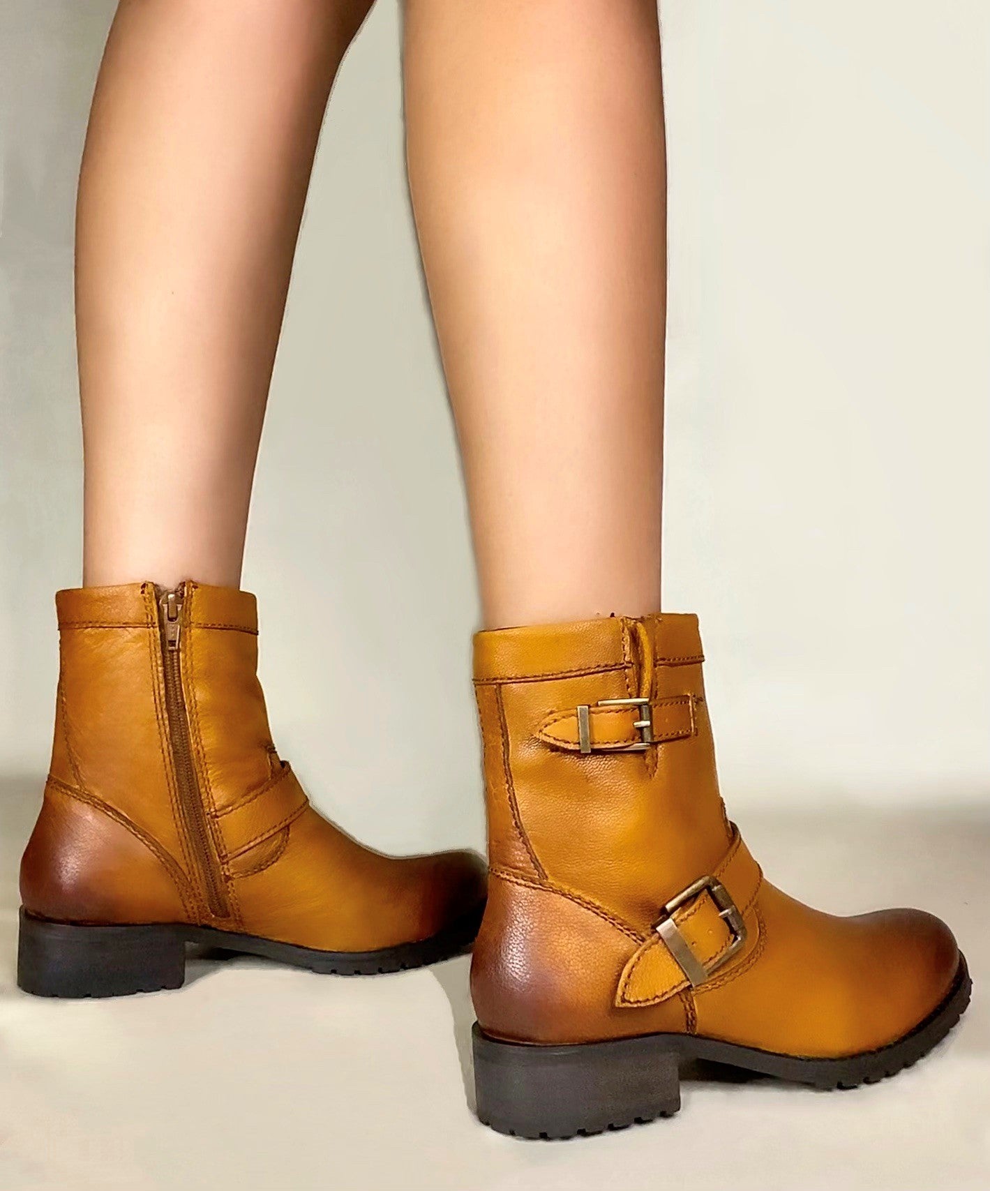 Buckled Strap Short Riding Boots