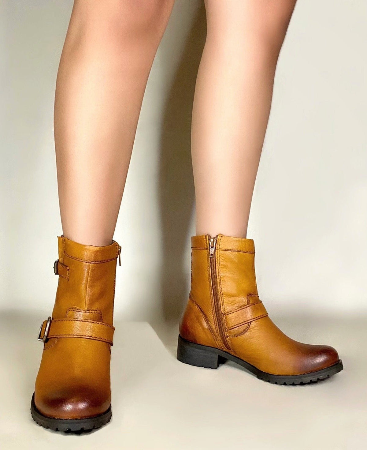 Brown Short Riding Boots Buckled Strap Short Riding Boots – oobash