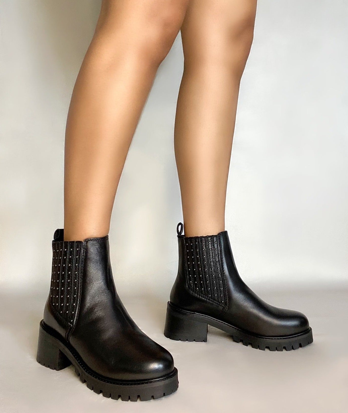 Silver studded chelsea store boots