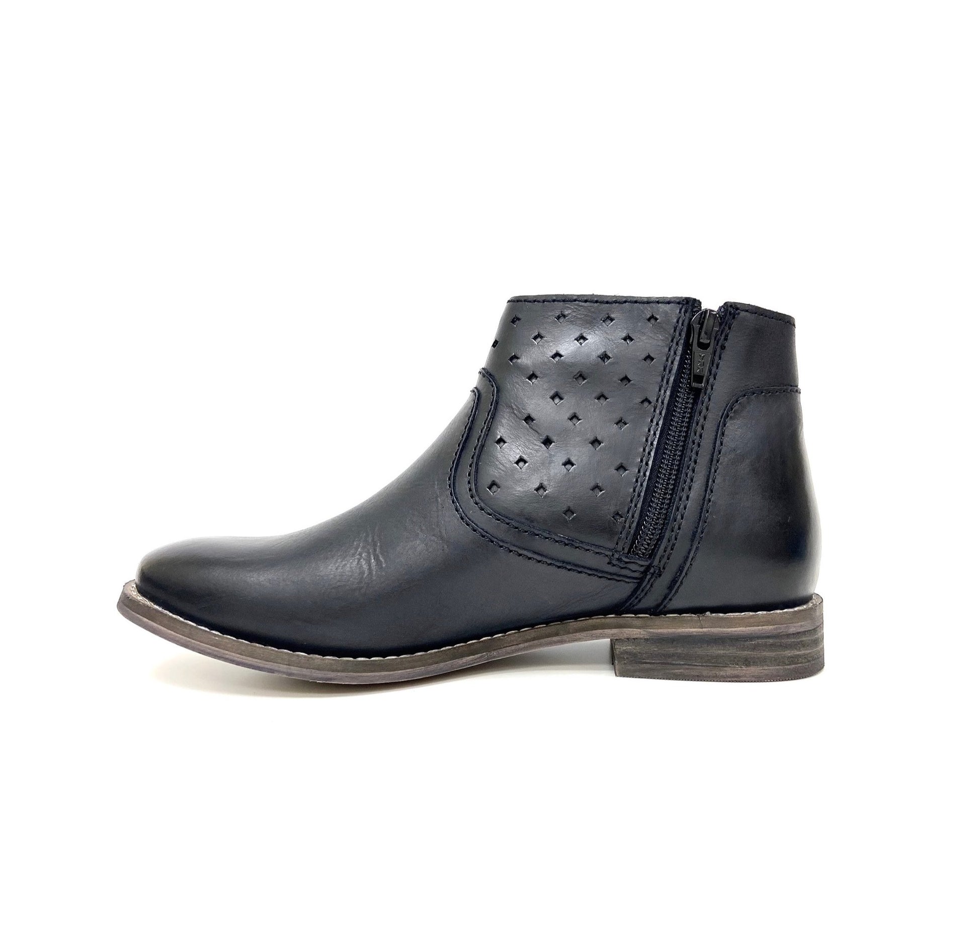 Perforated Zip Up Ankle Boots
