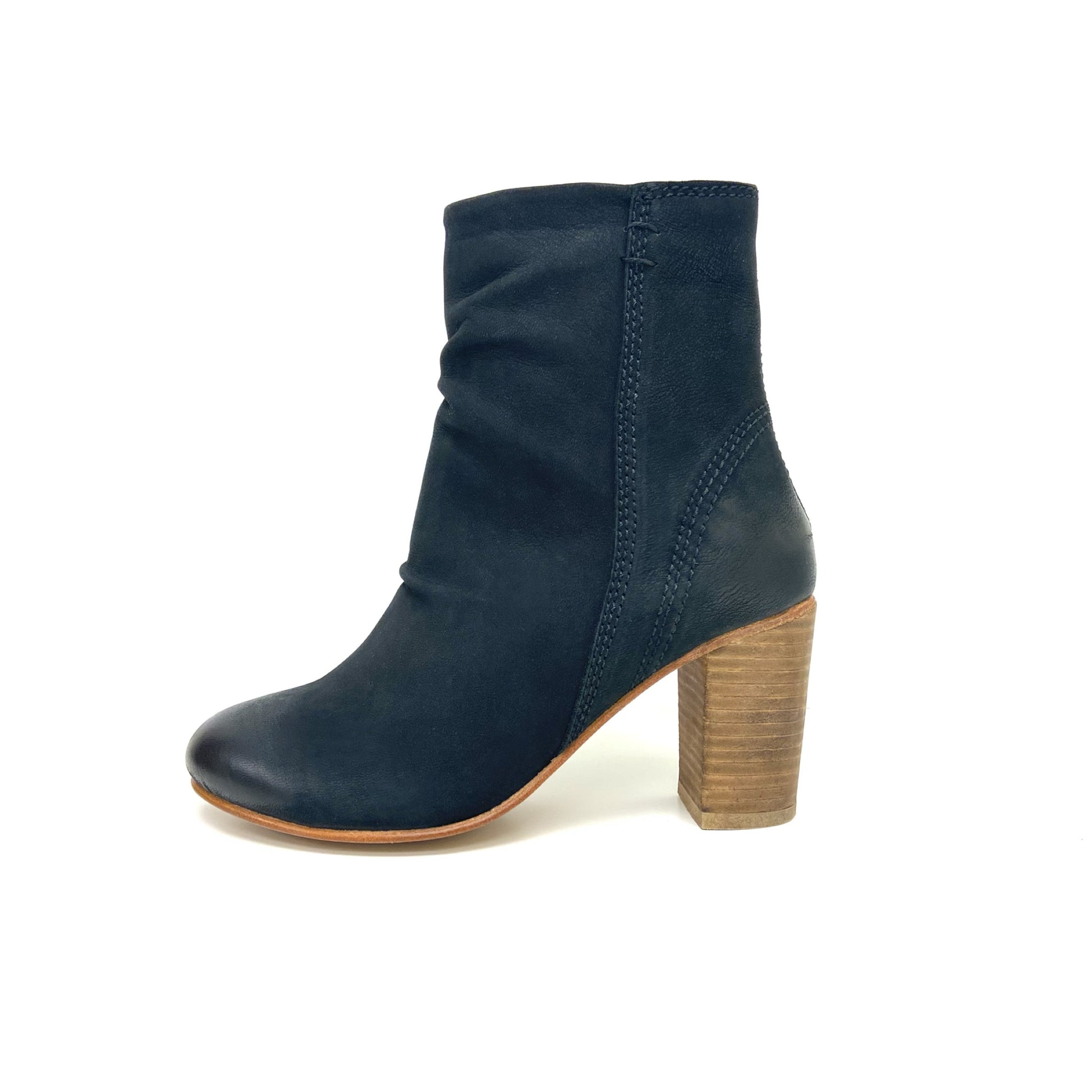 High Stacked Heel Slouchy Suede Boot