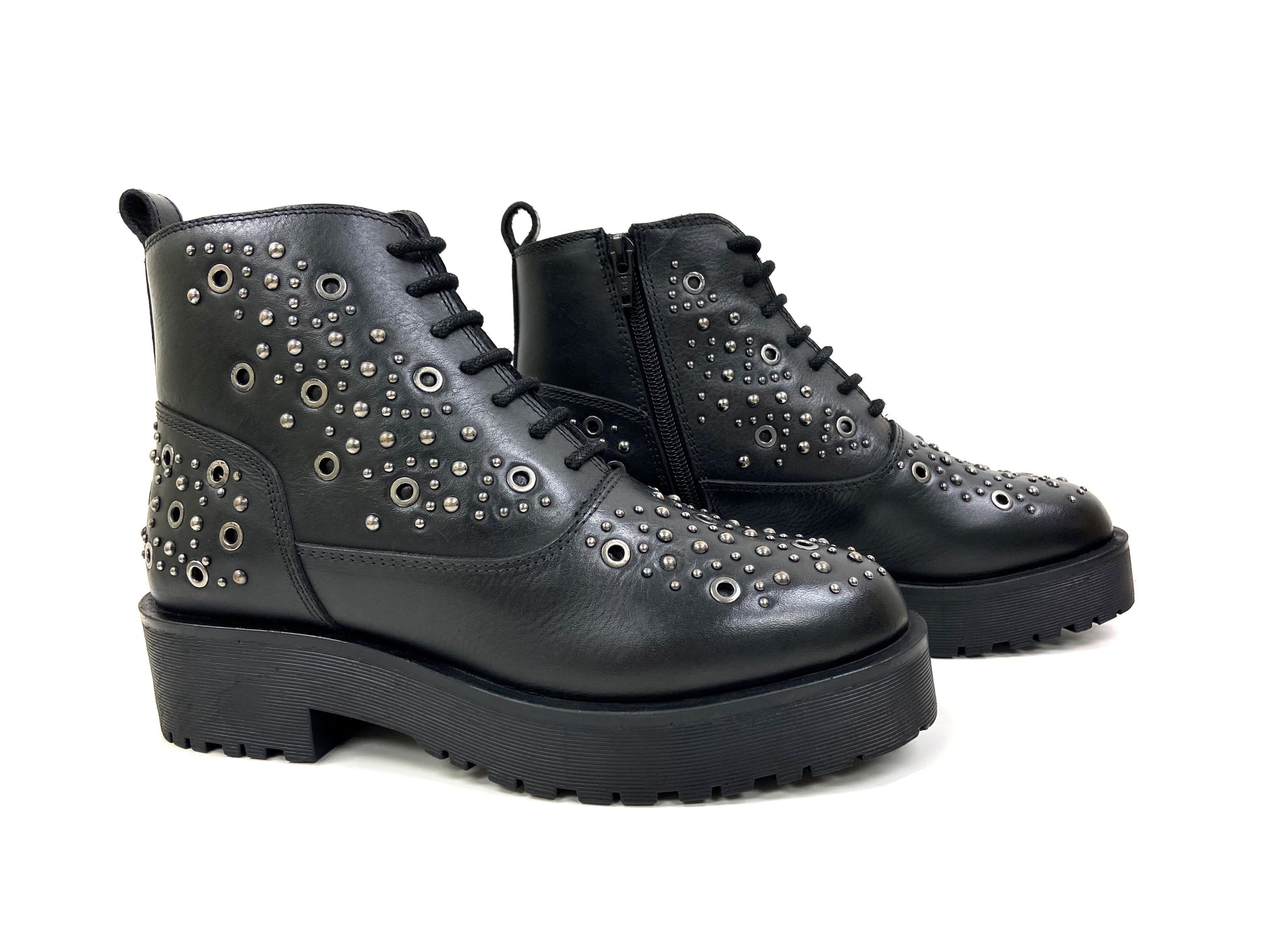 Chunky Lace-Up Boot Metal studs
