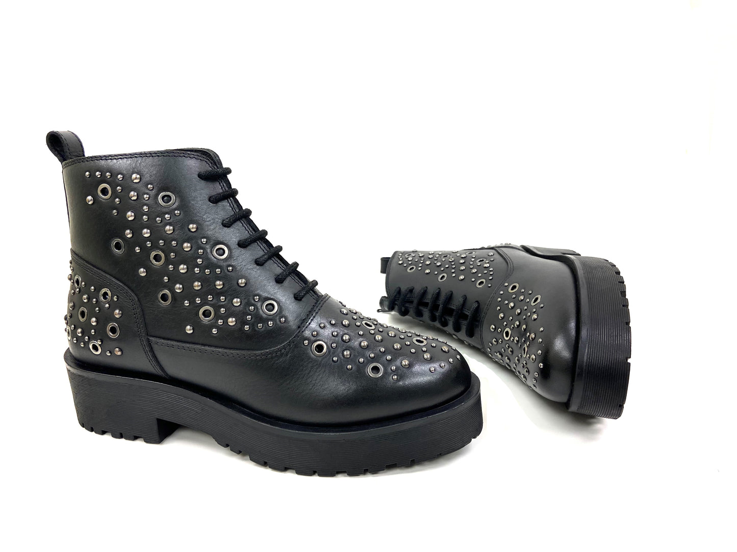 Chunky Lace Up Boot Metal Studs 