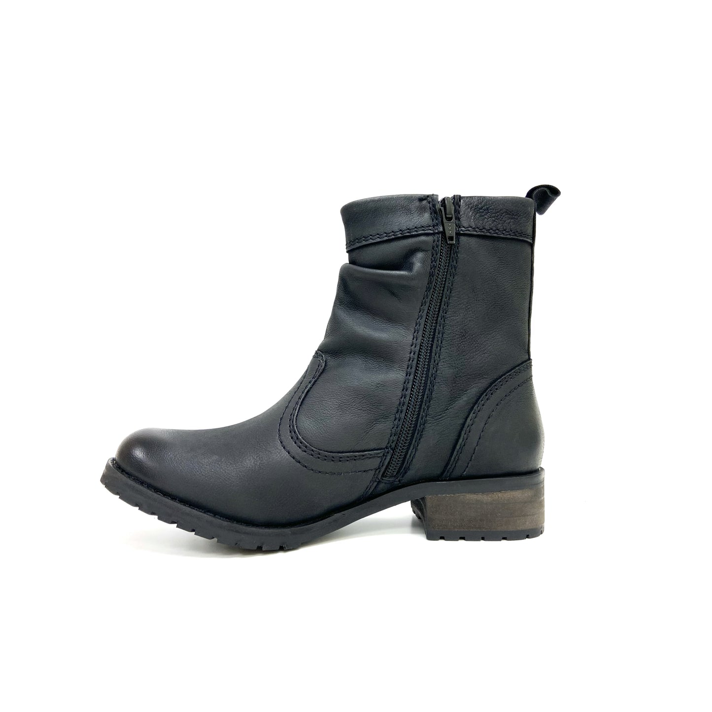 Slouchy Leather Boots Black zip up 