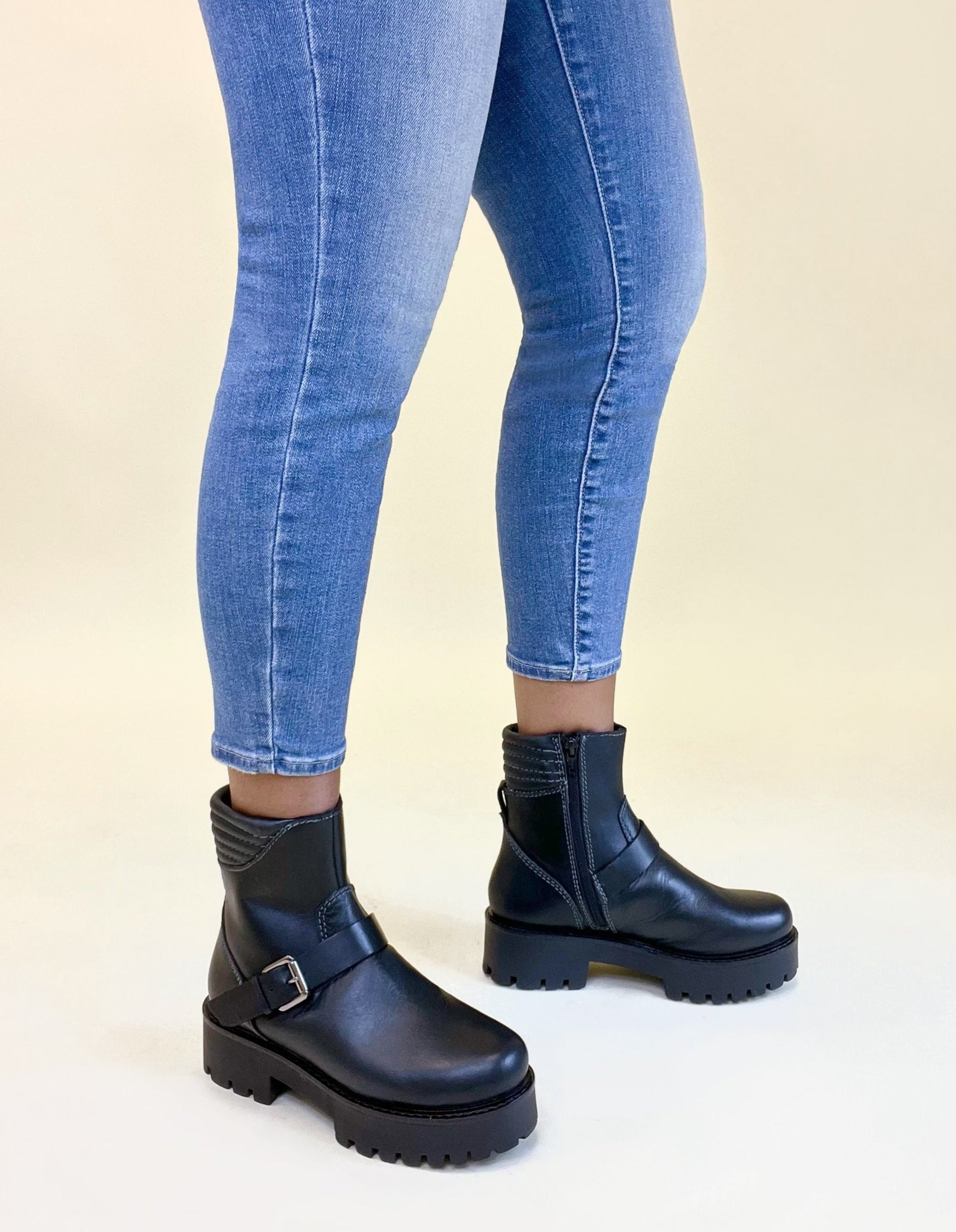 Skylar Black Biker Boot - Main Image
