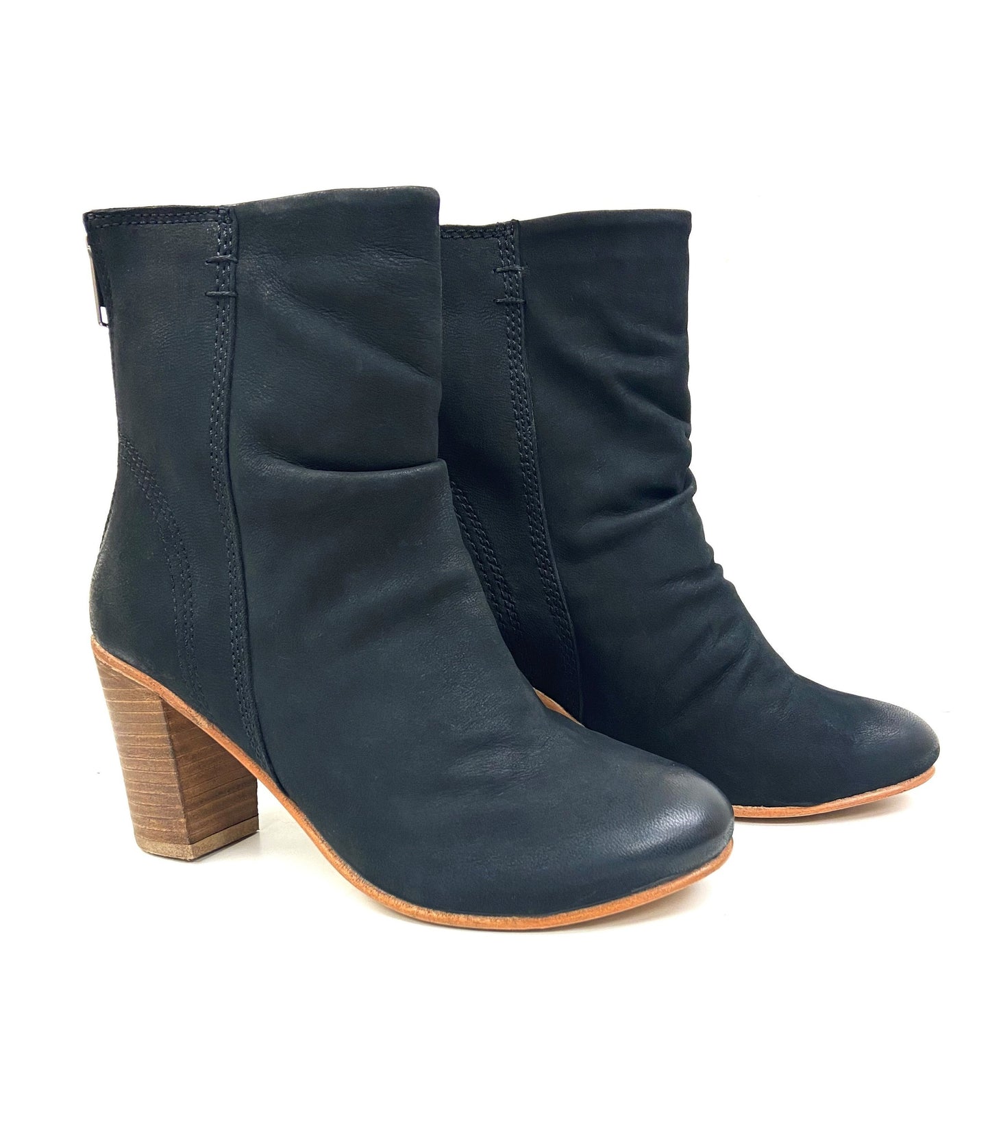 High Stacked Heel Slouchy Suede Boot