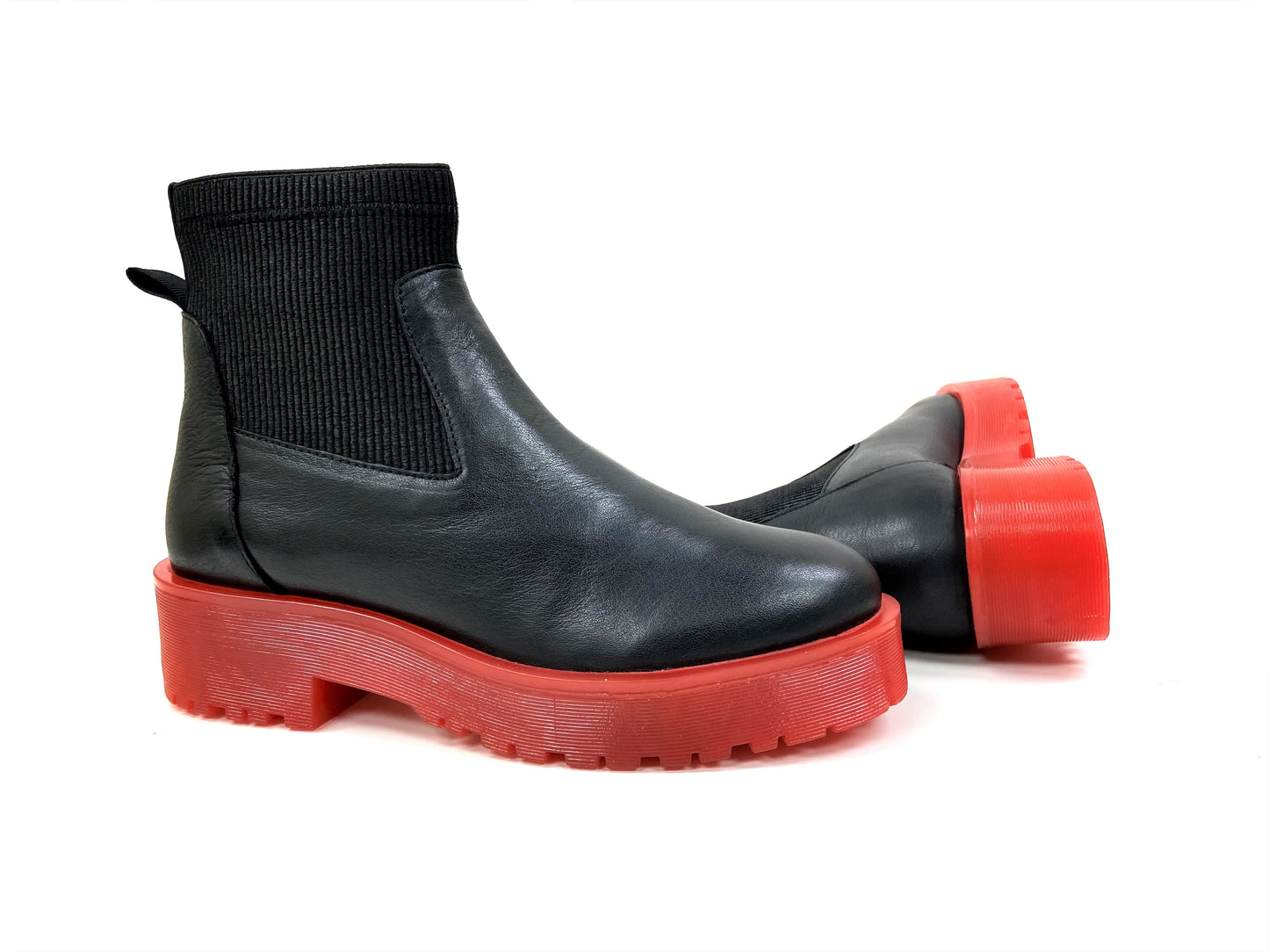 Red Platform Heel Chelsea Ankle Boot